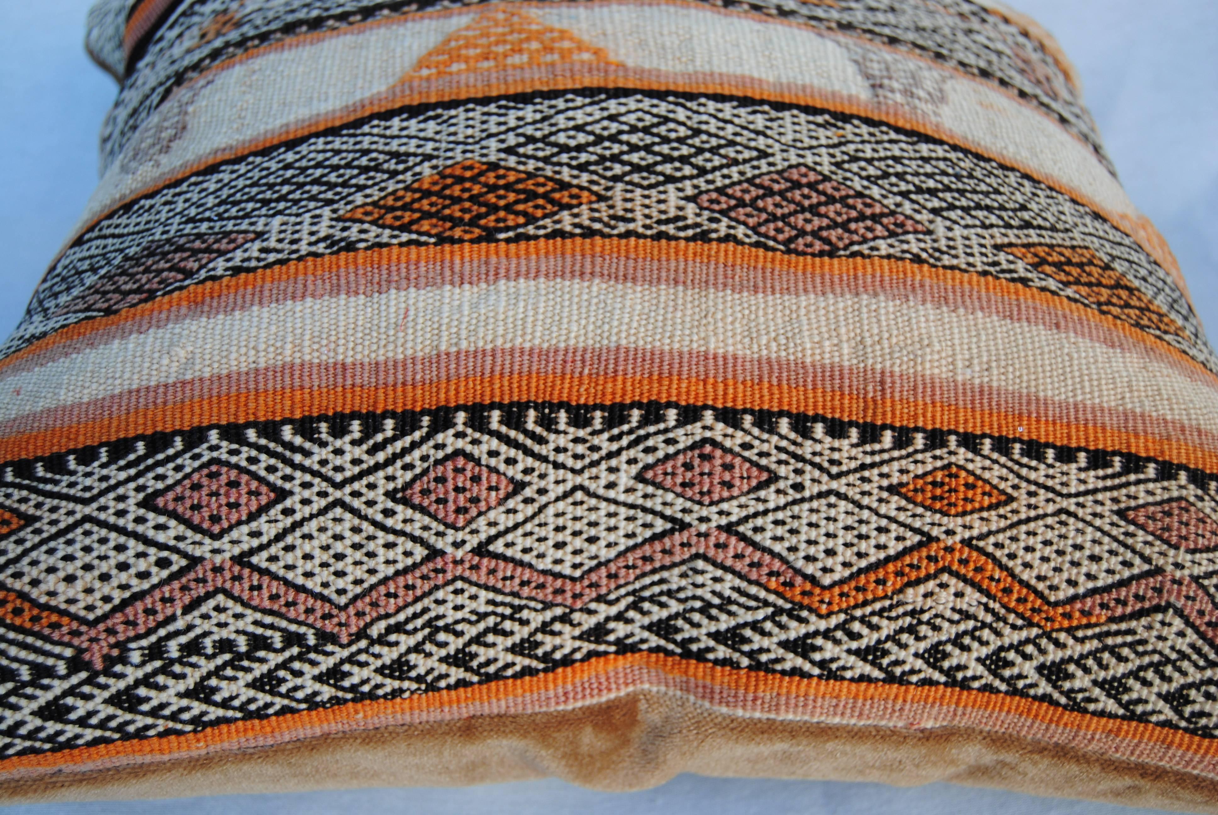 Custom Pillow Cut from a Vintage Moroccan Hand-Loomed Wool  Berber Rug For Sale 4
