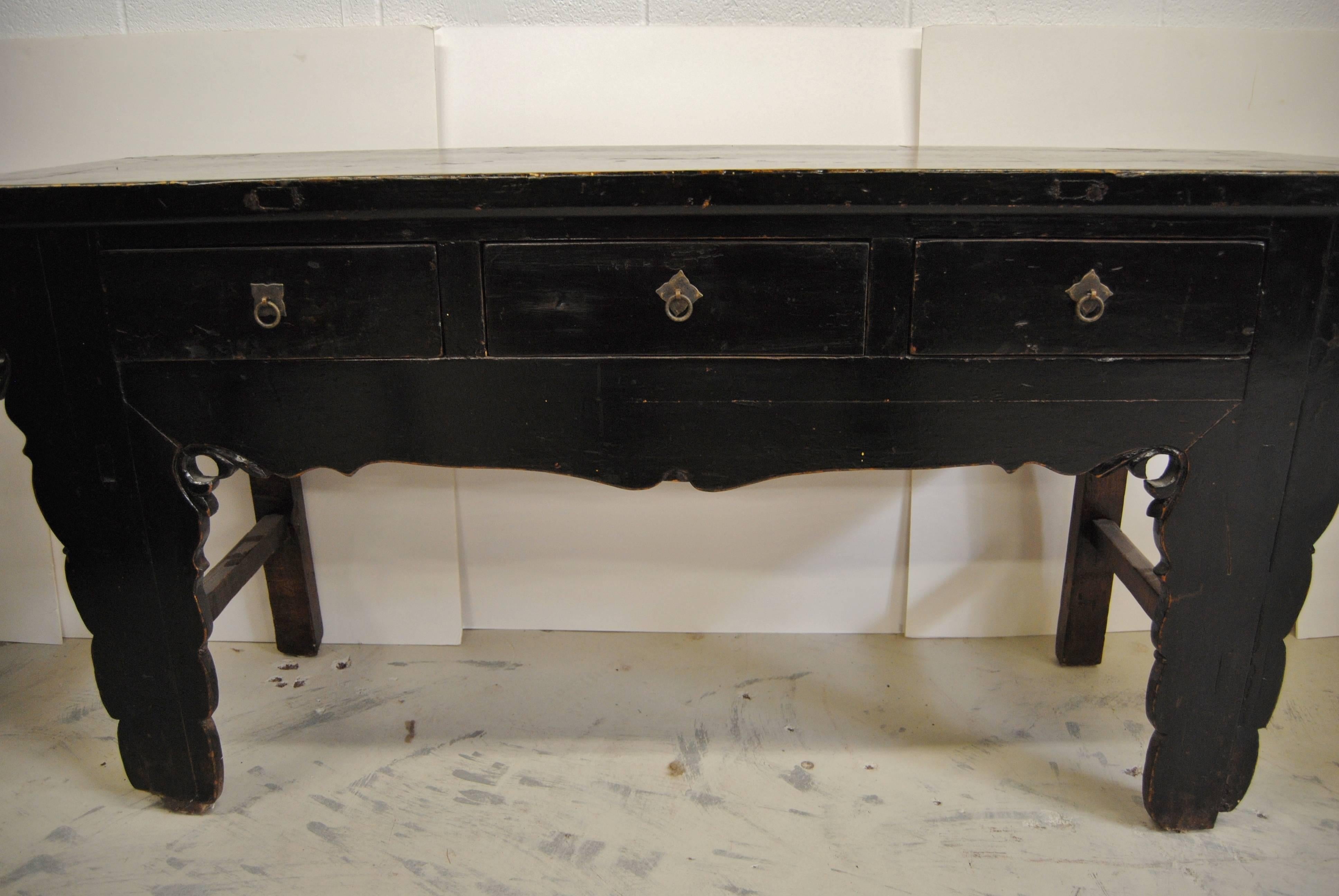 Wood Antique Black Chinese Sideboard, Gansu Province, circa 1880 For Sale