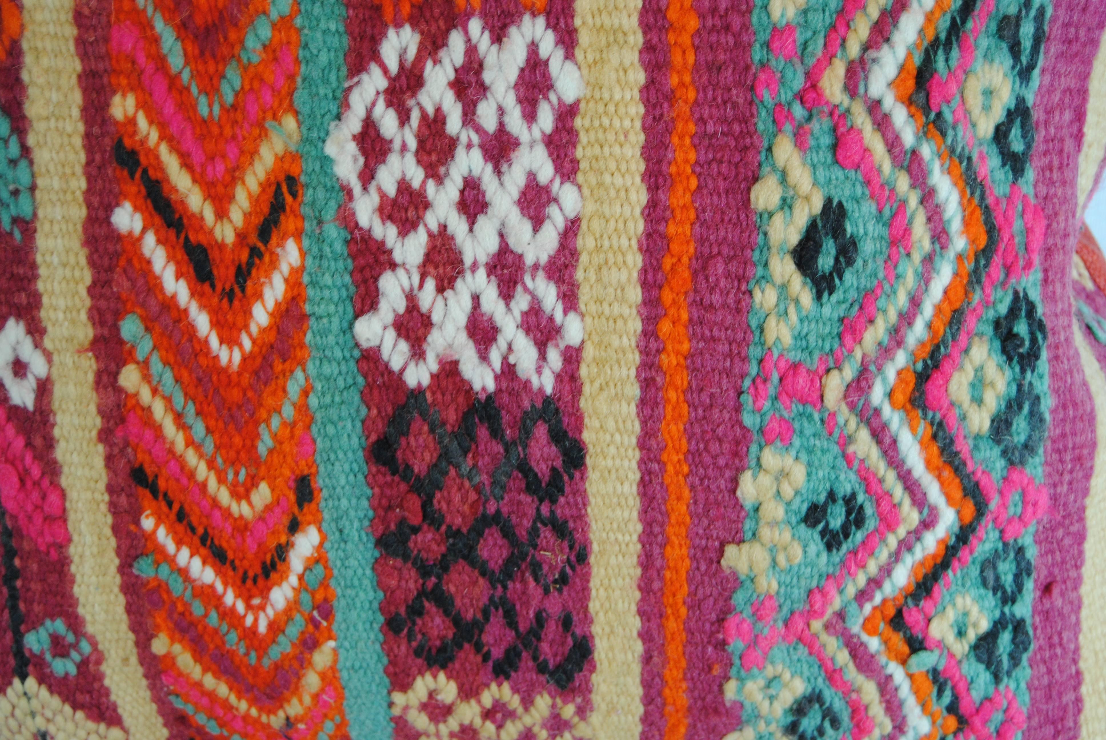 Custom Pillow Cut from a Vintage Moroccan Hand Loomed Wool Rug, Atlas Mountains In Excellent Condition For Sale In Glen Ellyn, IL
