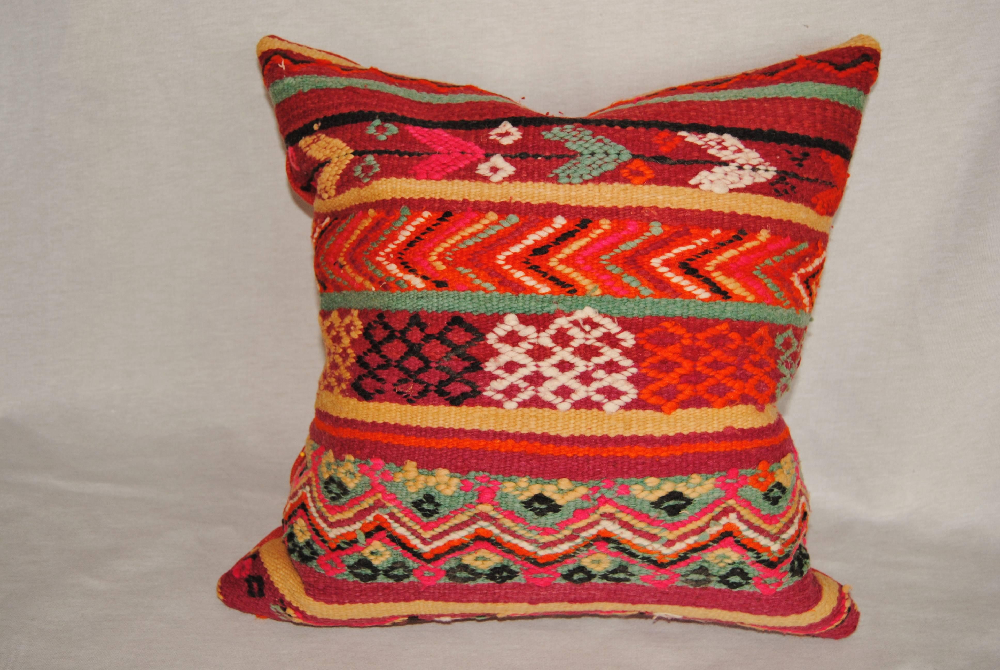 Custom Pillow Cut from a Vintage Moroccan Hand Loomed Wool Rug, Atlas Mountains For Sale 1