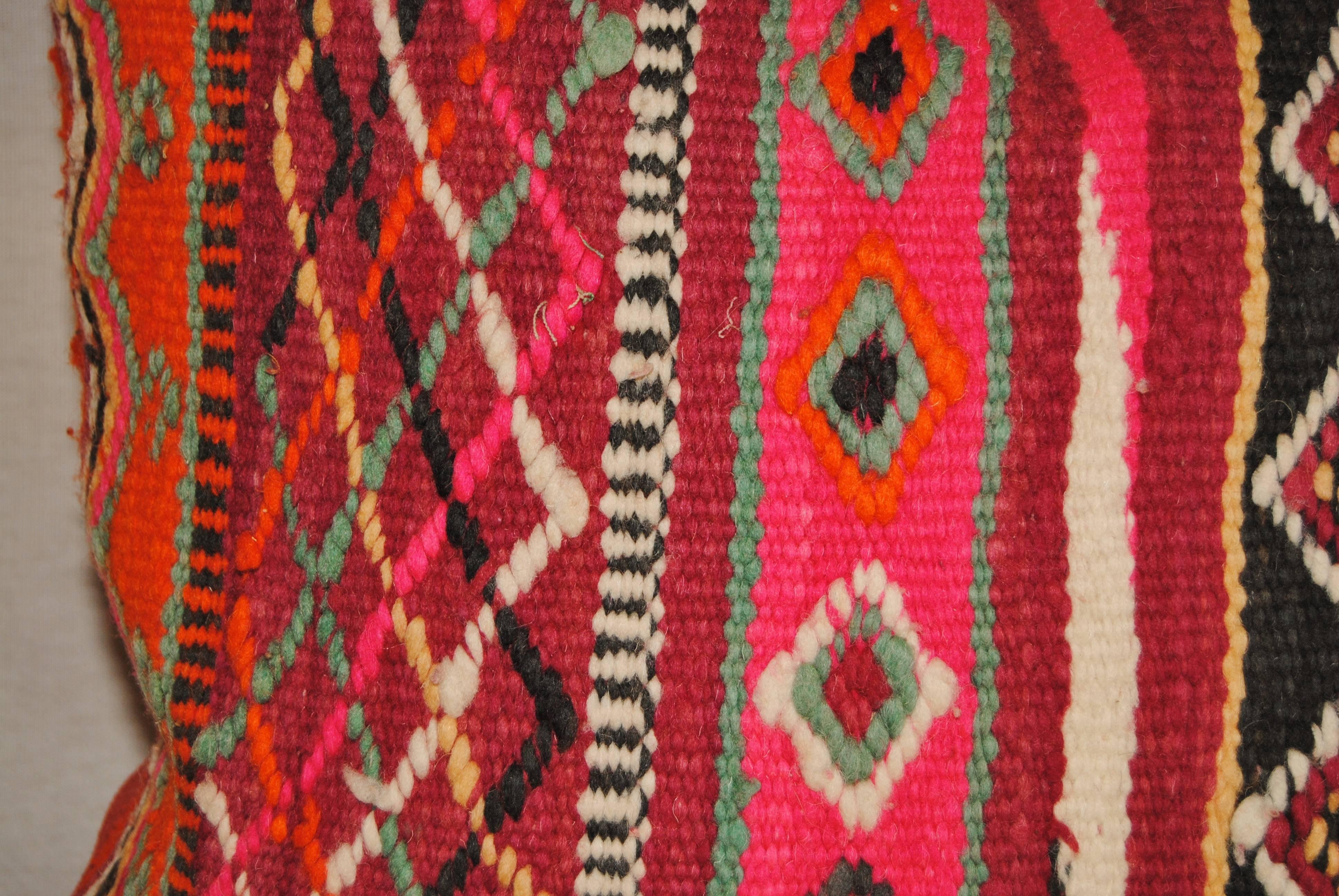 Moroccan Custom Pillow Cut from a Vintage Morocca  Hand Loomed Wool  Rug, Atlas Mountains For Sale