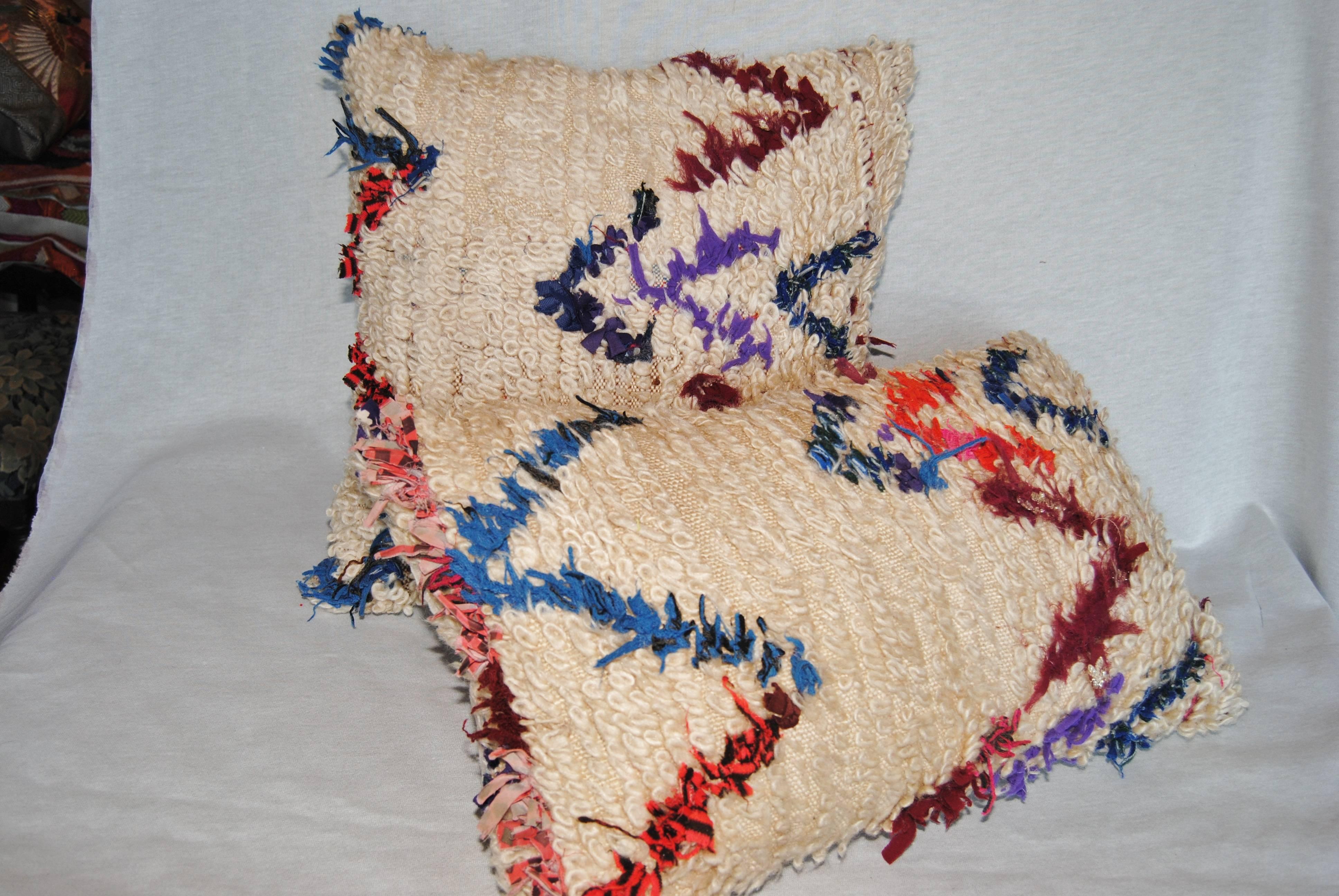 Custom Pillow Cut from a Vintage Moroccan Hand Loomed Wool Beni Ourain Rug 2