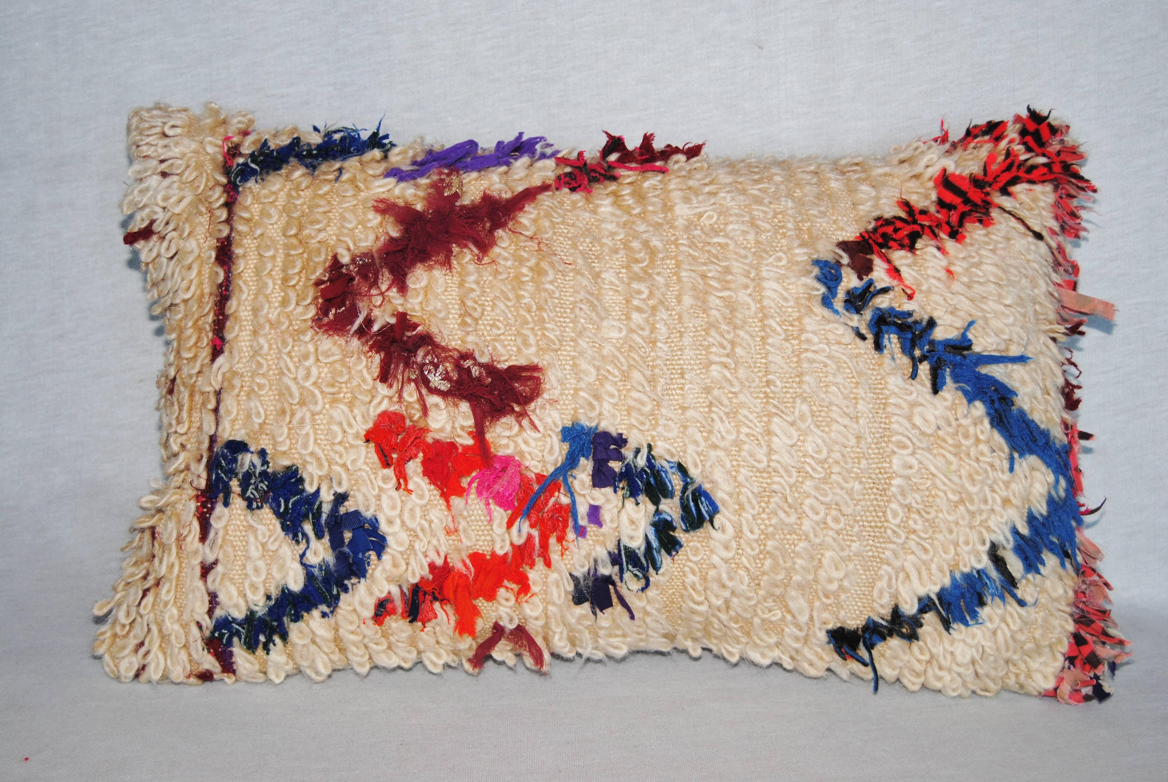20th Century Custom Pillow Cut from a Vintage Moroccan Hand Loomed Wool Beni Ourain Rug
