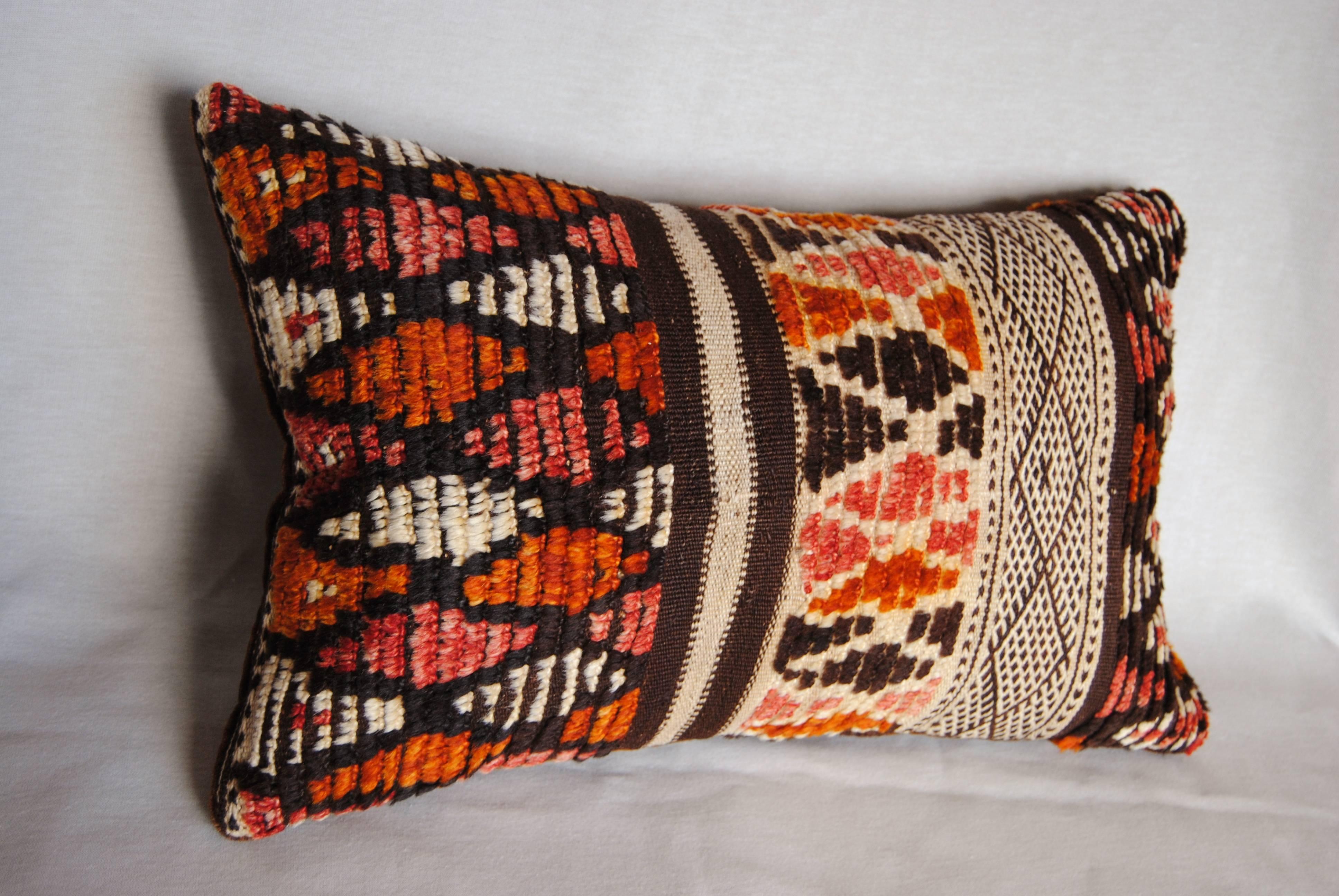 Moroccan Custom Pillow Cut from a Vintage Hand-Loomed Wool Rug, Atlas Mountains For Sale 1