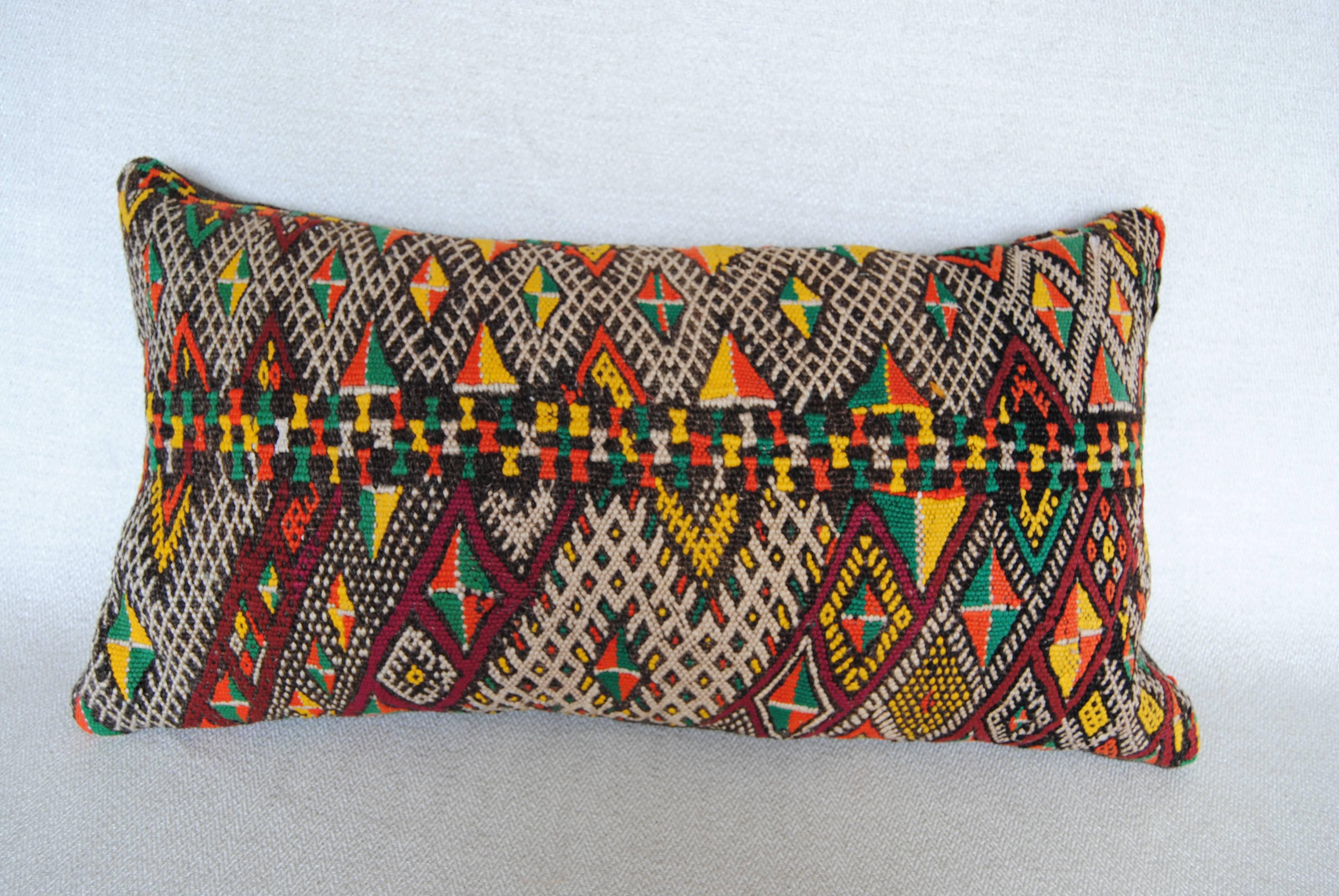 Custom Pillow Cut from a Moroccan Hand-Loomed Wool Rug, Atlas Mountains For Sale 2