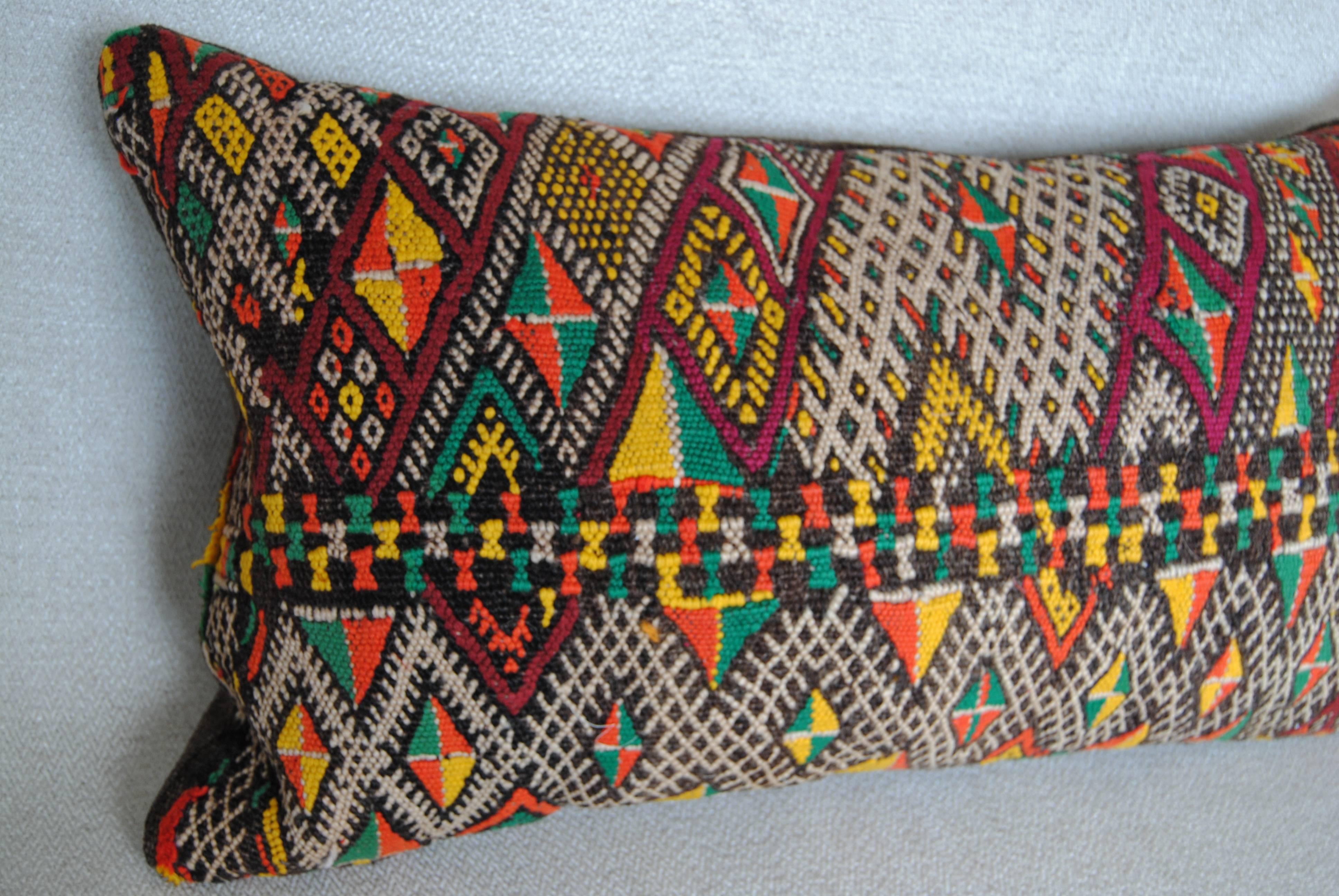 Custom Pillow Cut from a Moroccan Hand-Loomed Wool Rug, Atlas Mountains In Excellent Condition For Sale In Glen Ellyn, IL
