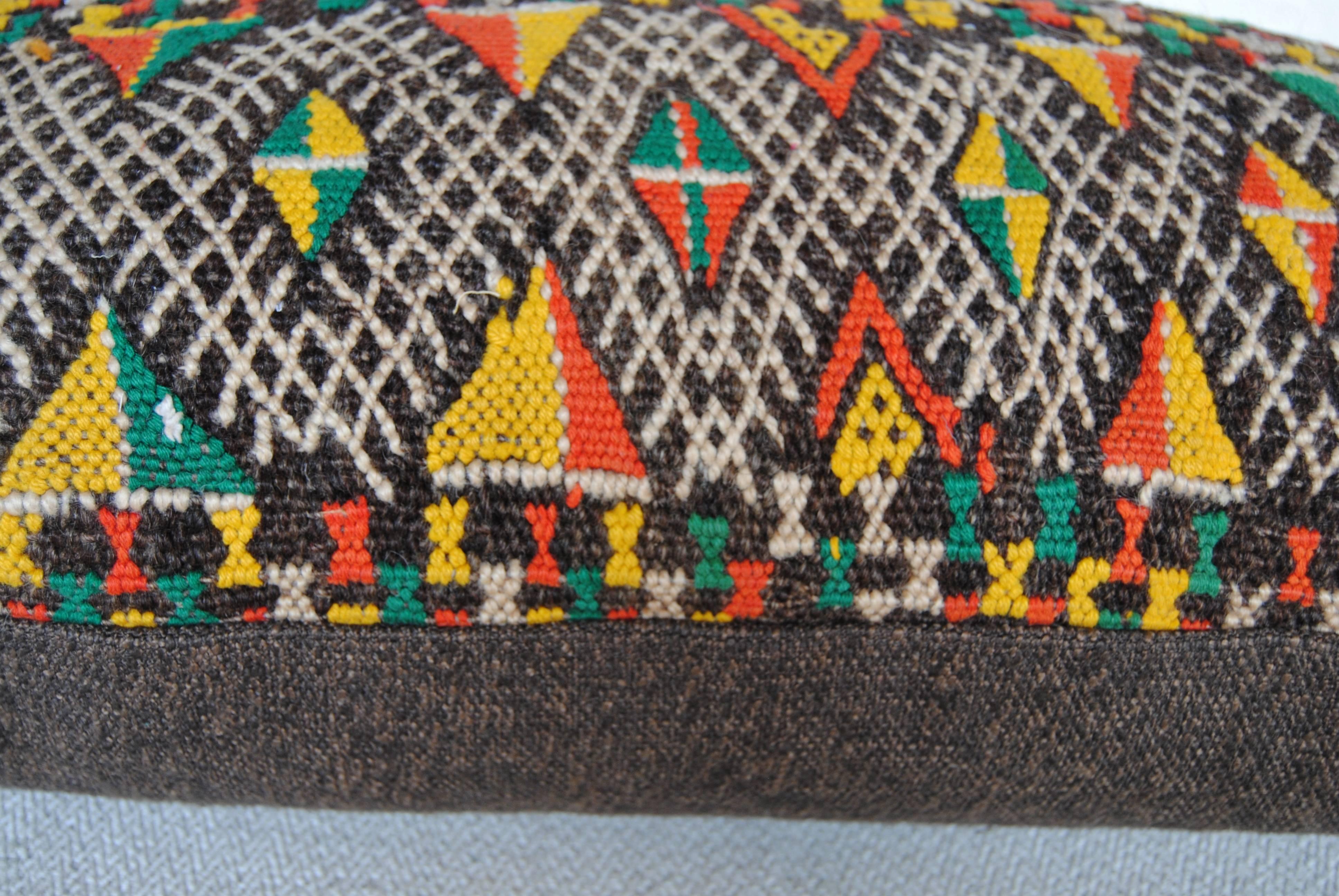 20th Century Custom Pillow Cut from a Moroccan Hand-Loomed Wool Rug, Atlas Mountains For Sale