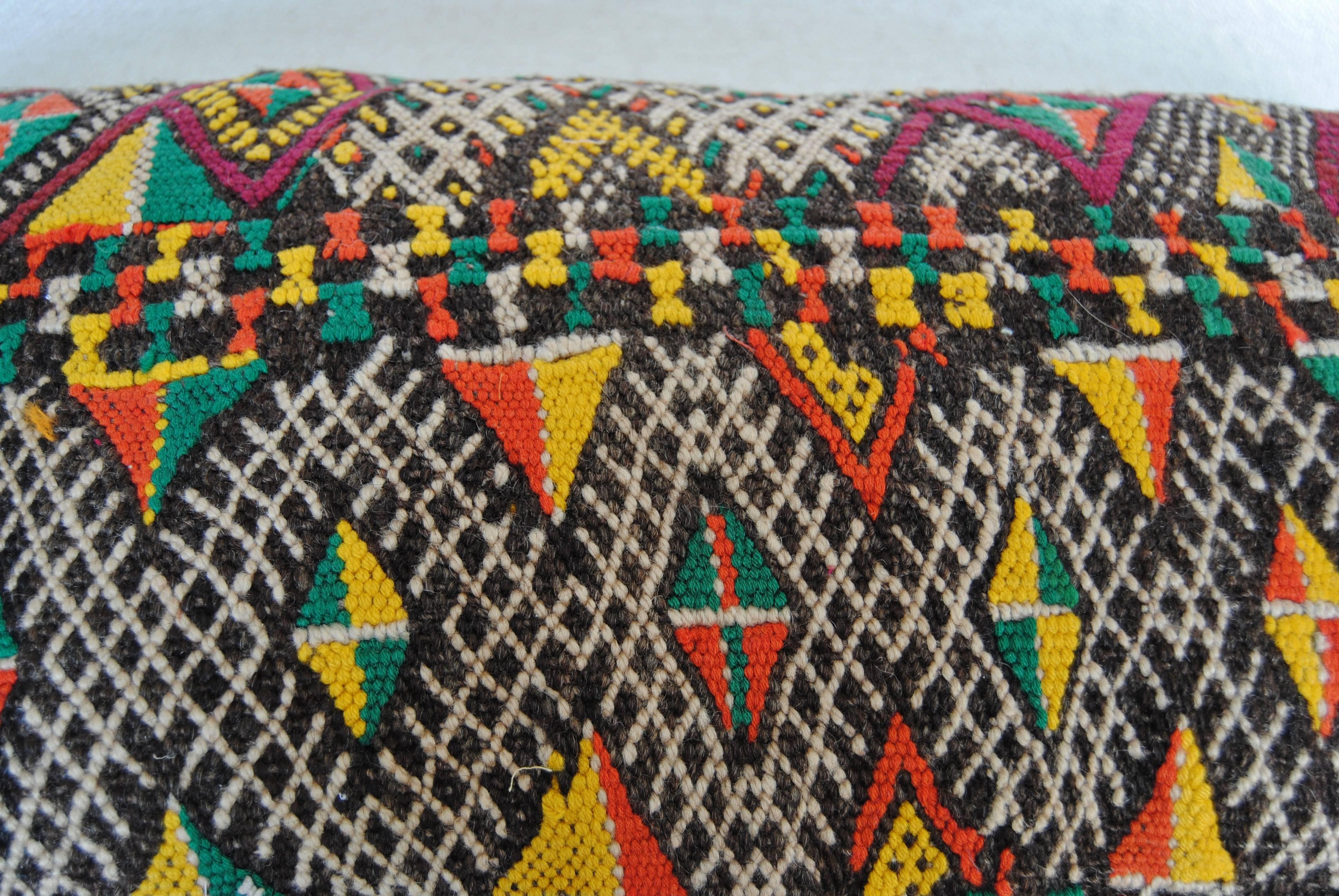 Custom Pillow Cut from a Moroccan Hand-Loomed Wool Rug, Atlas Mountains For Sale 1