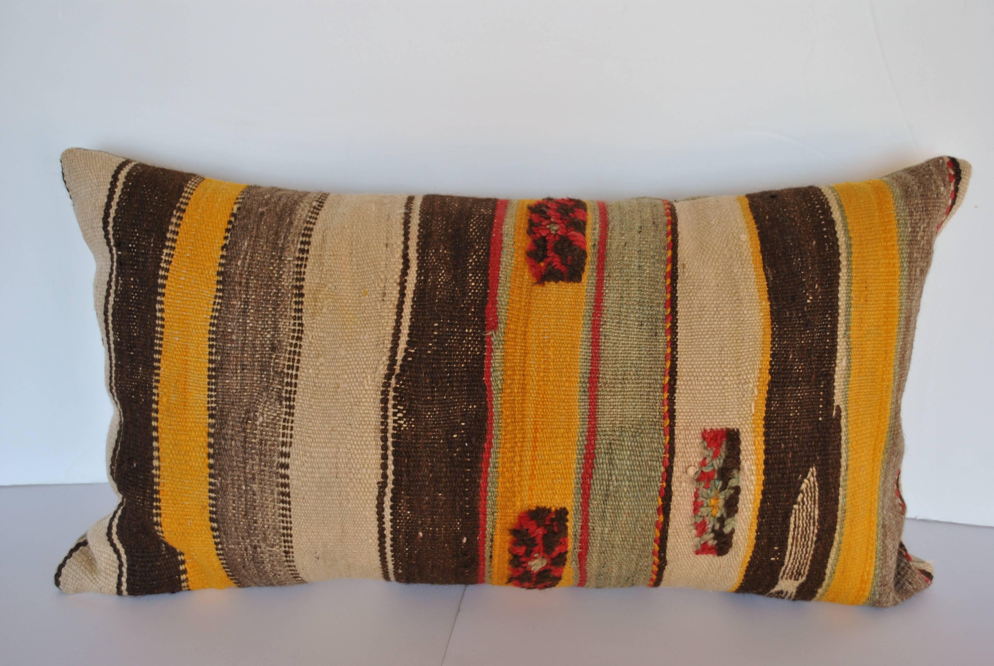 20th Century Custom Pillow Cut from a Vintage Hand Loomed Wool Moroccan Berber Rug