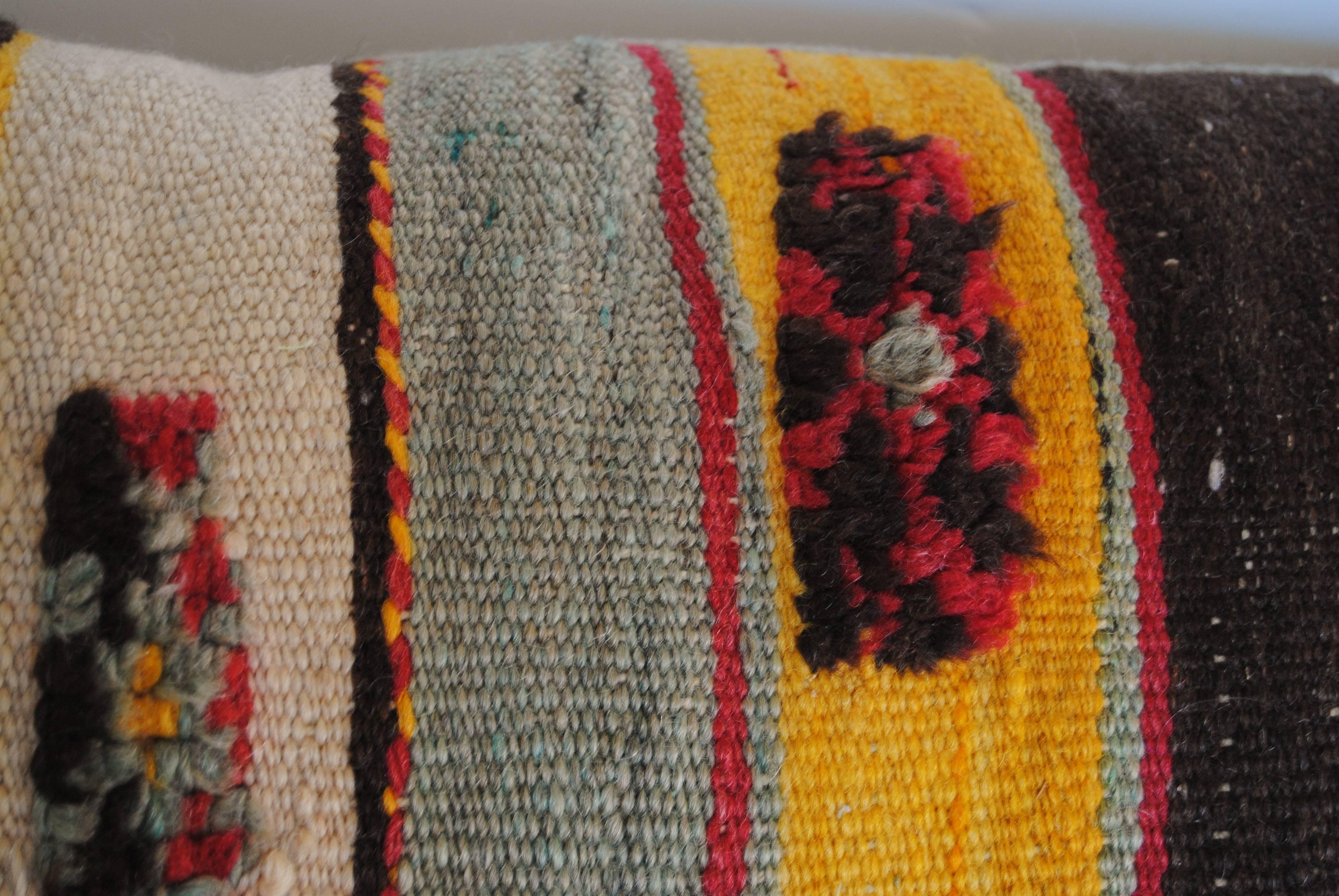 Custom Pillow Cut from a Vintage Hand Loomed Wool Moroccan Berber Rug 1
