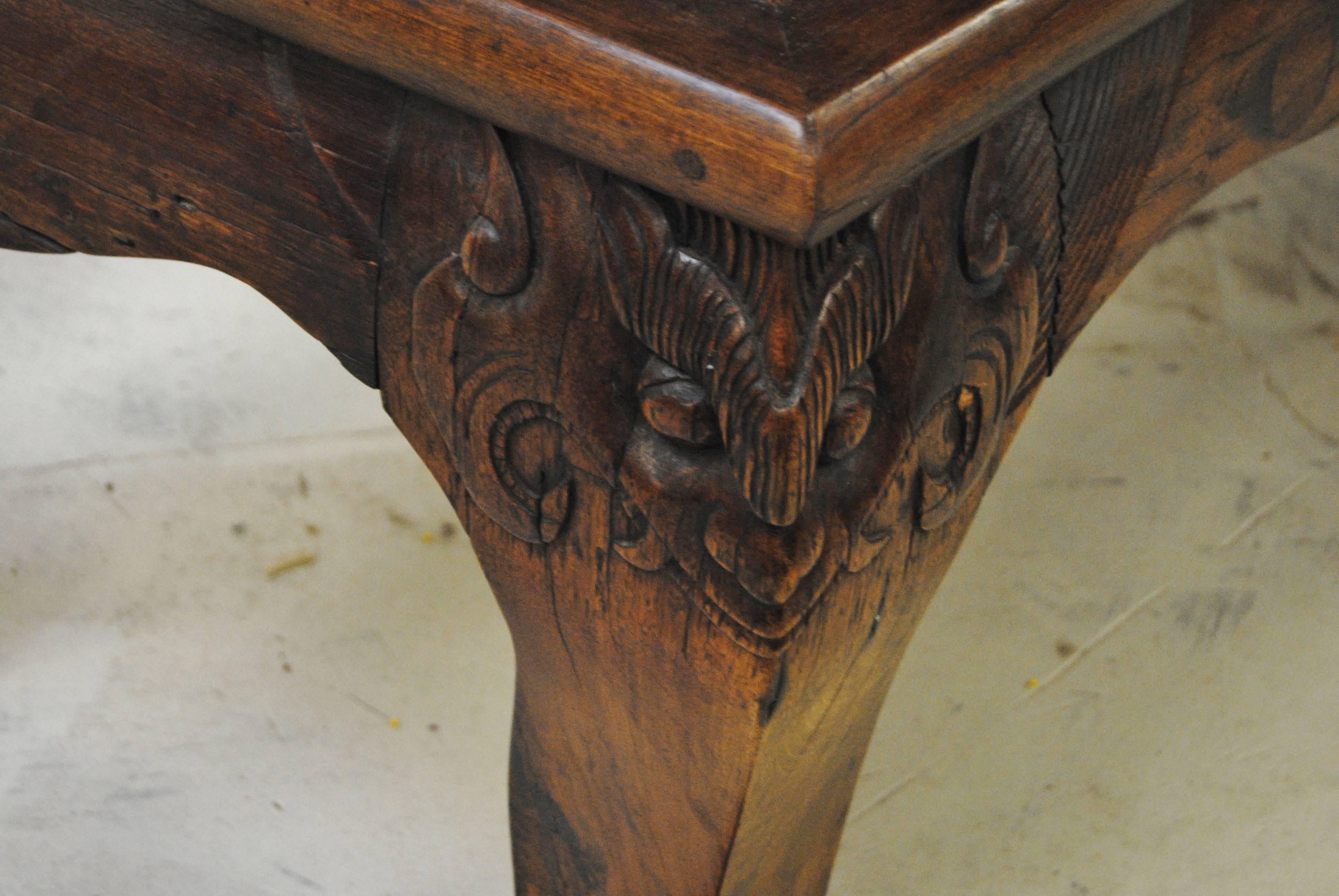 19th Century Eastern Chinese Ironwood Hand-Carved Calligraphy Table In Good Condition For Sale In Glen Ellyn, IL