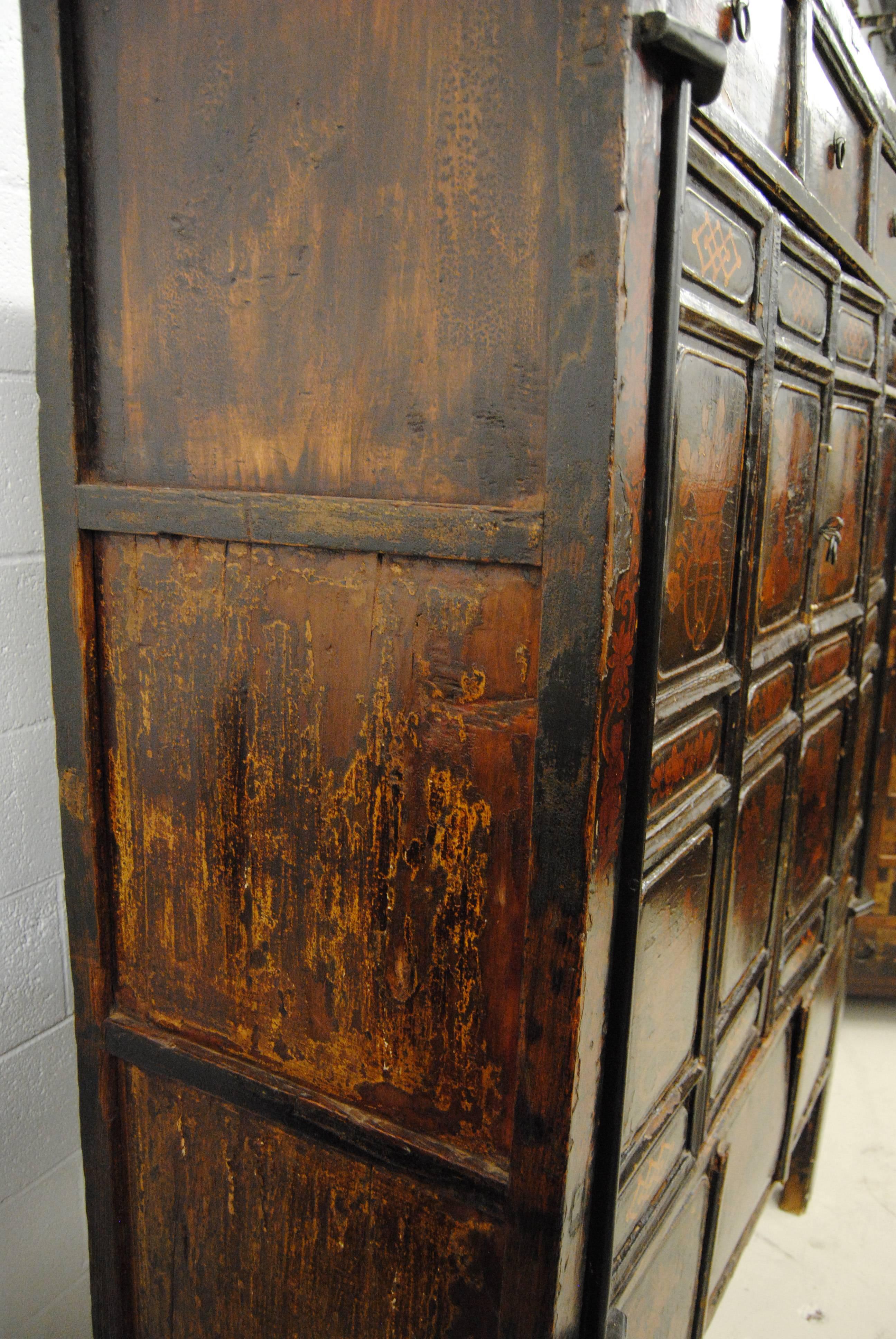 19th Century Antique Large Chinese Armoire with Original Lacquer, Shanxi Province, Early 1800