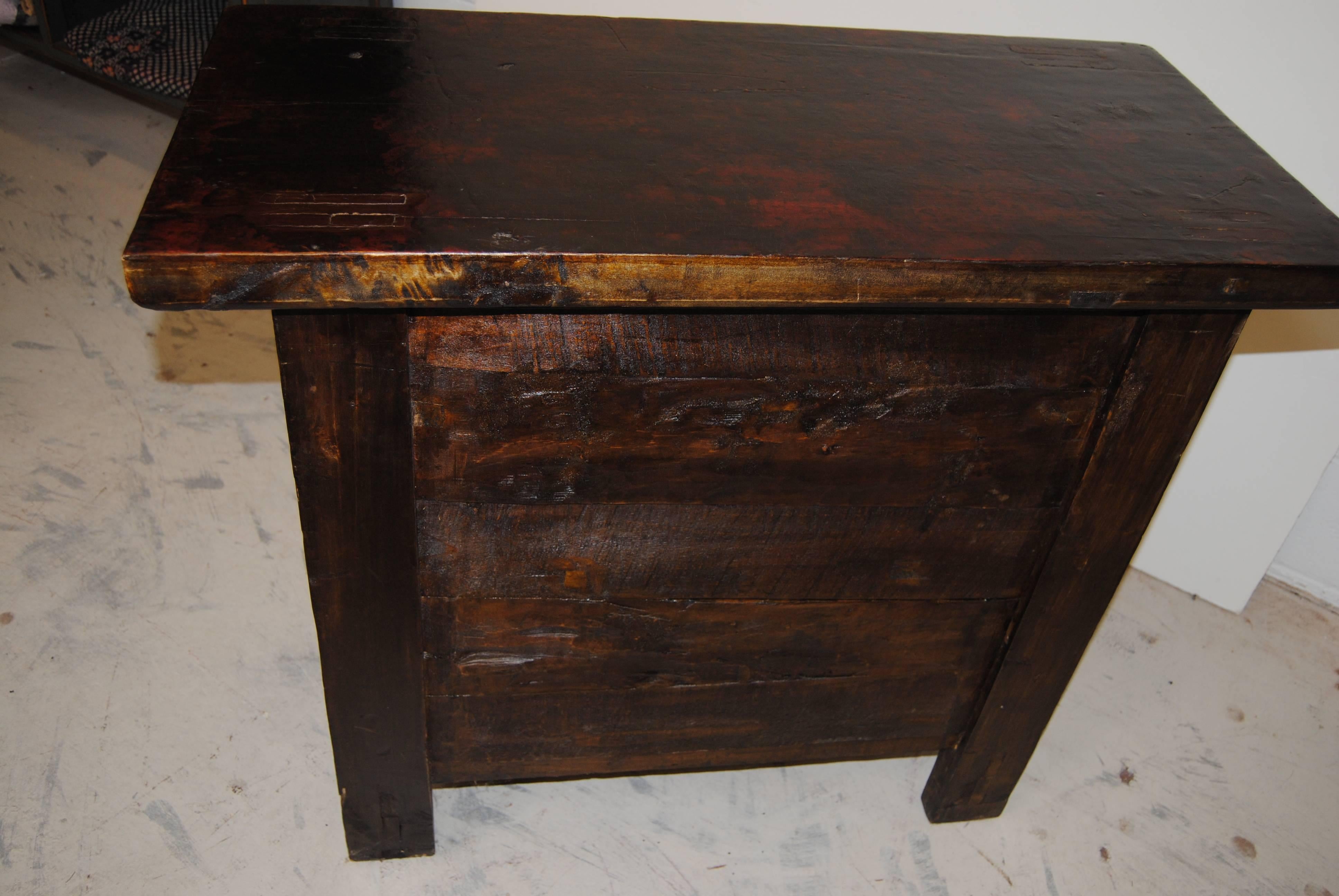 19th Century Antique Chinese Coffer with Original Lacquer For Sale