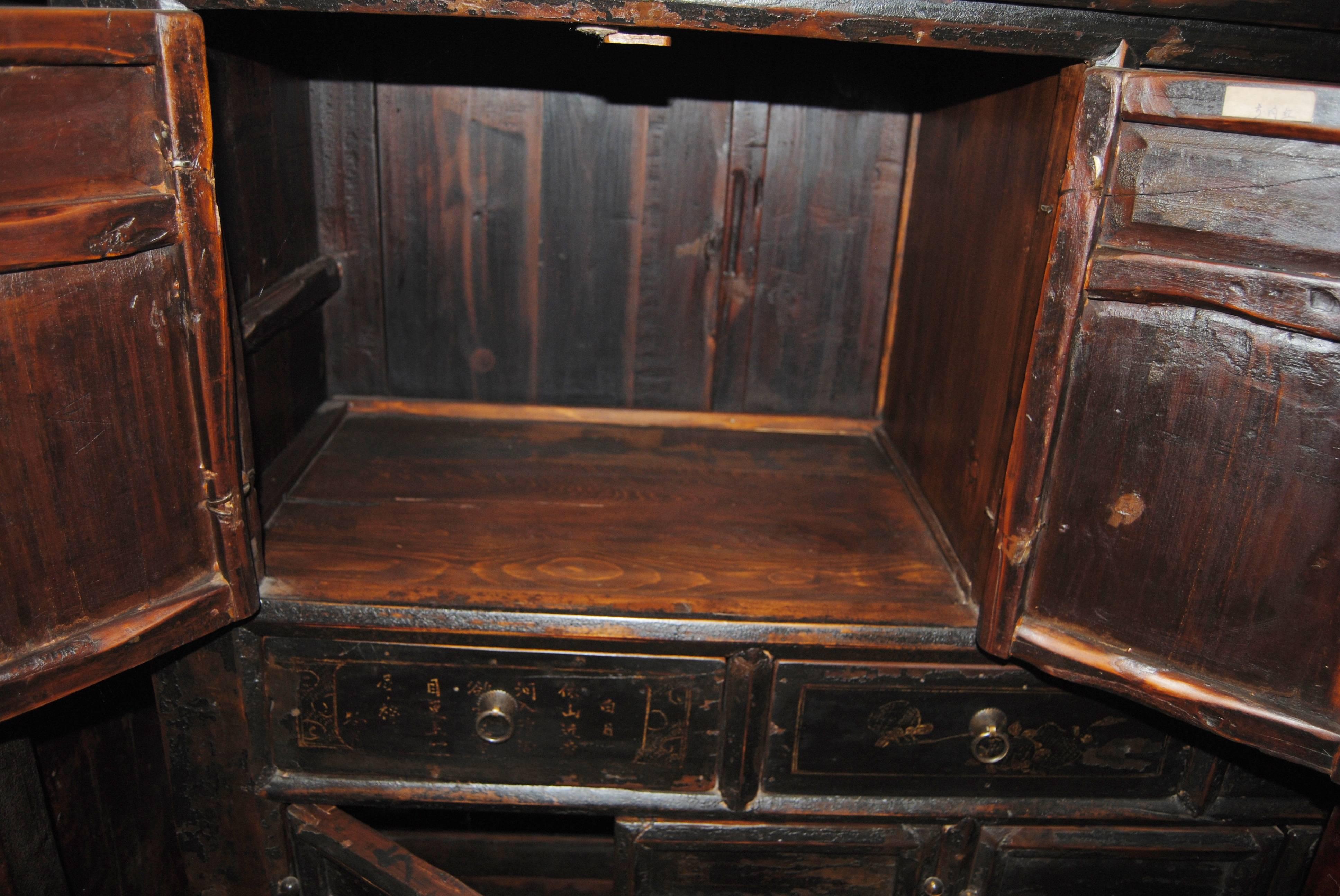 18th Century Chinese Black Elmwood Armoire, Shanxi Province For Sale 3