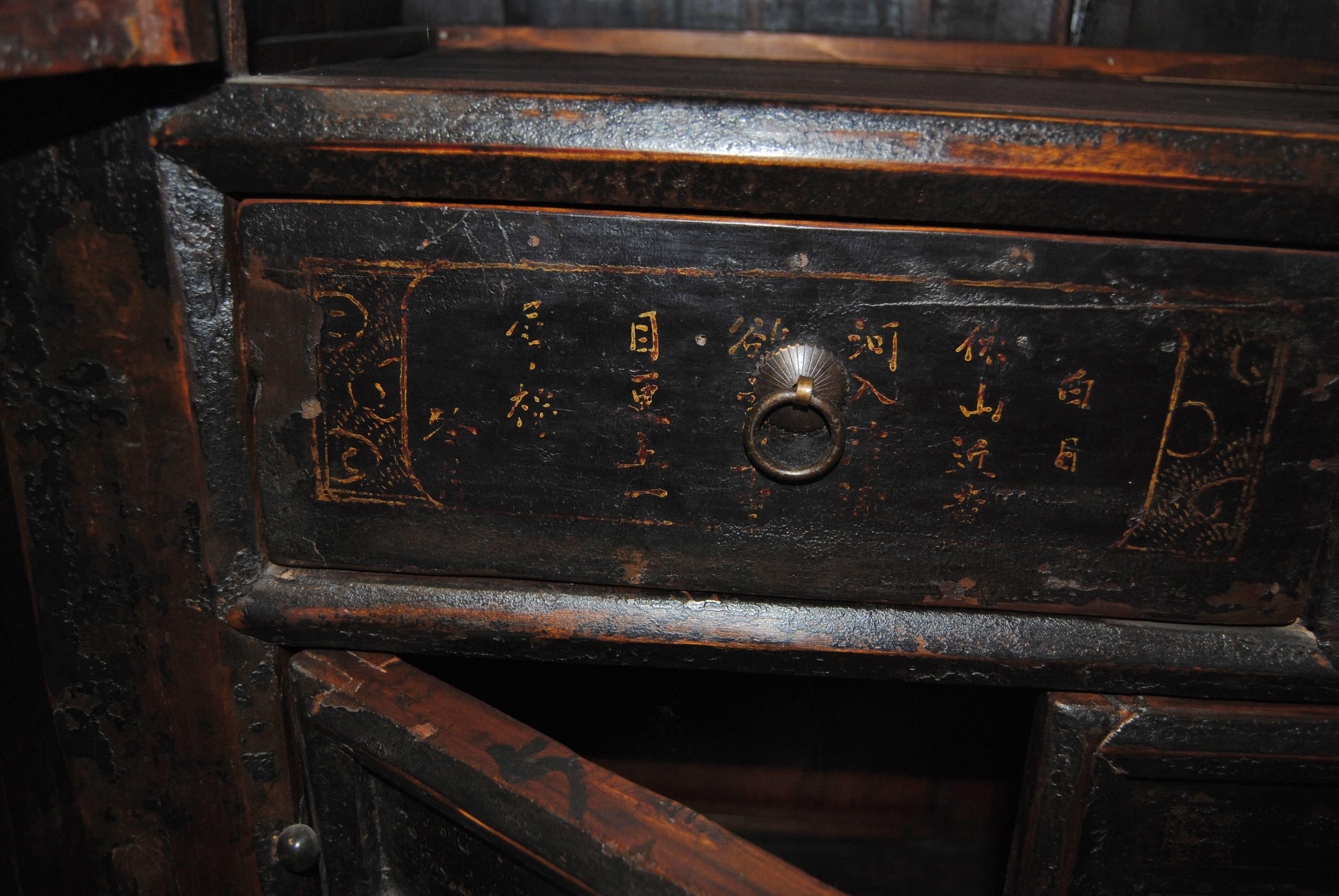 18th Century Chinese Black Elmwood Armoire, Shanxi Province For Sale 5