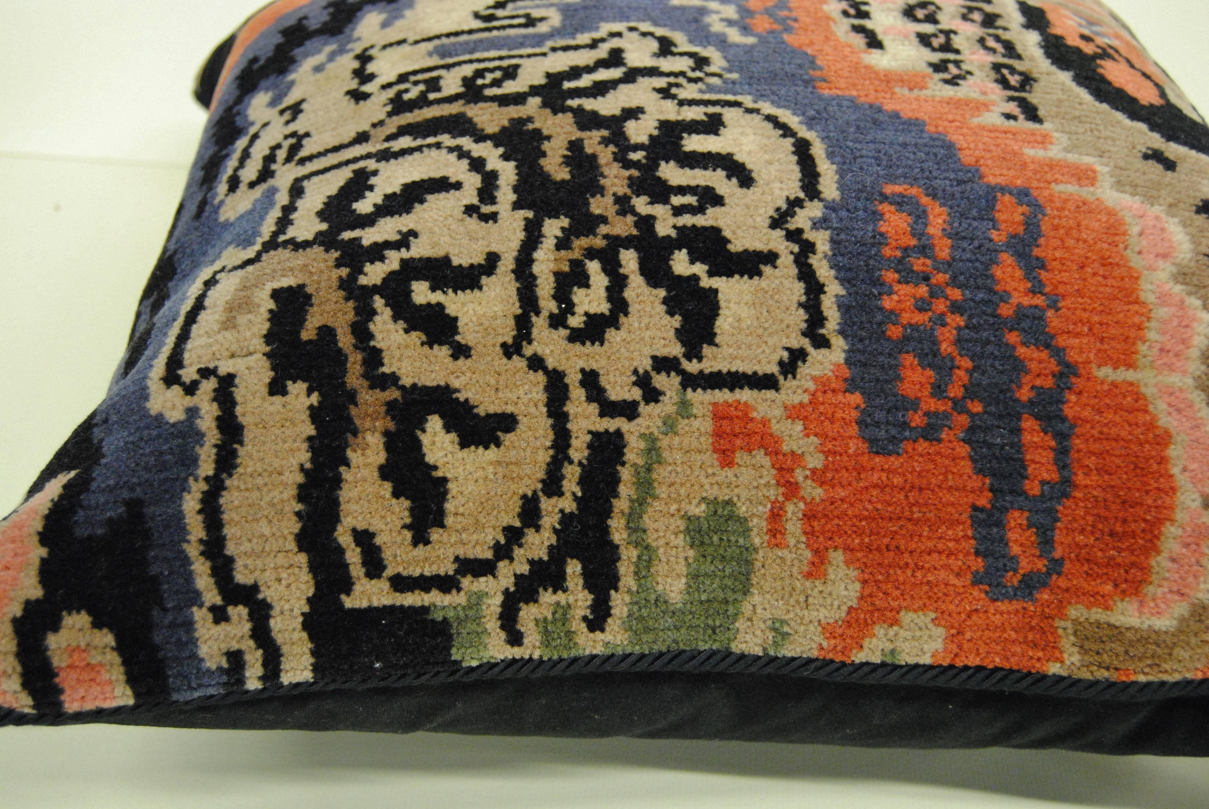 Custom Pillow Cut from an Amsterdam School Deco Textile, circa 1920 In Excellent Condition In Glen Ellyn, IL