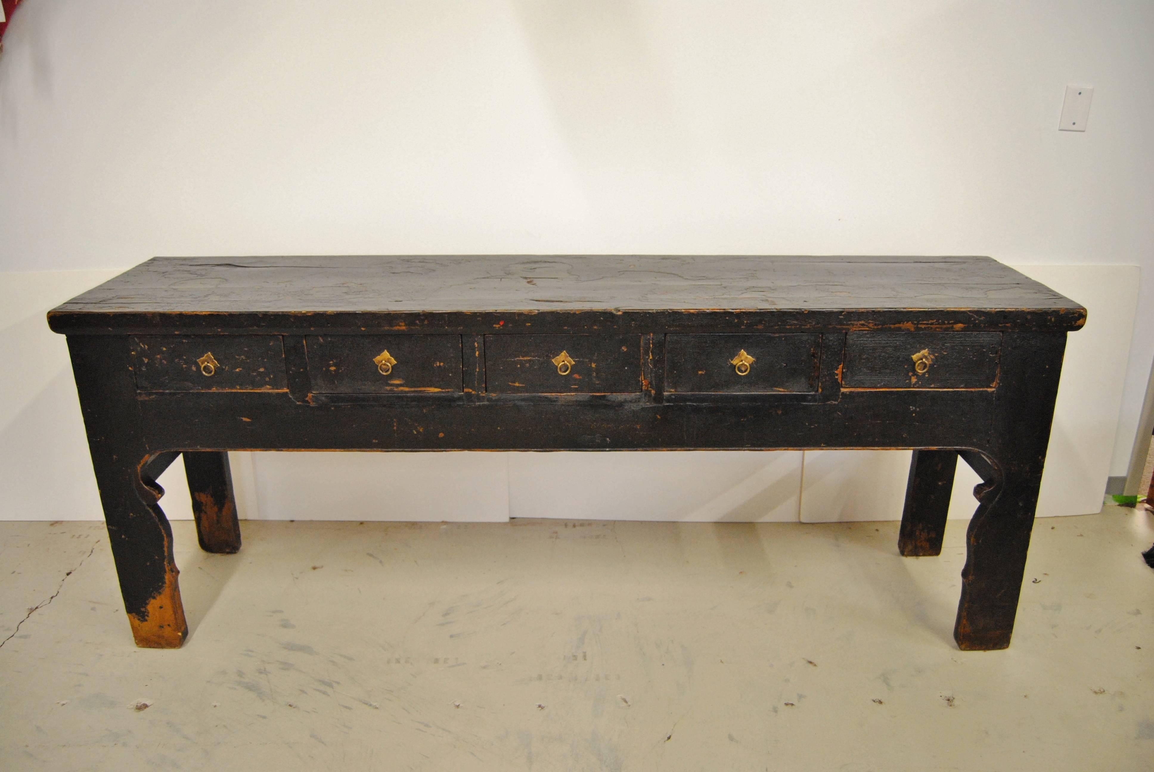 Antique Chinese Five Drawer Sideboard, Shanxi Province In Good Condition For Sale In Glen Ellyn, IL