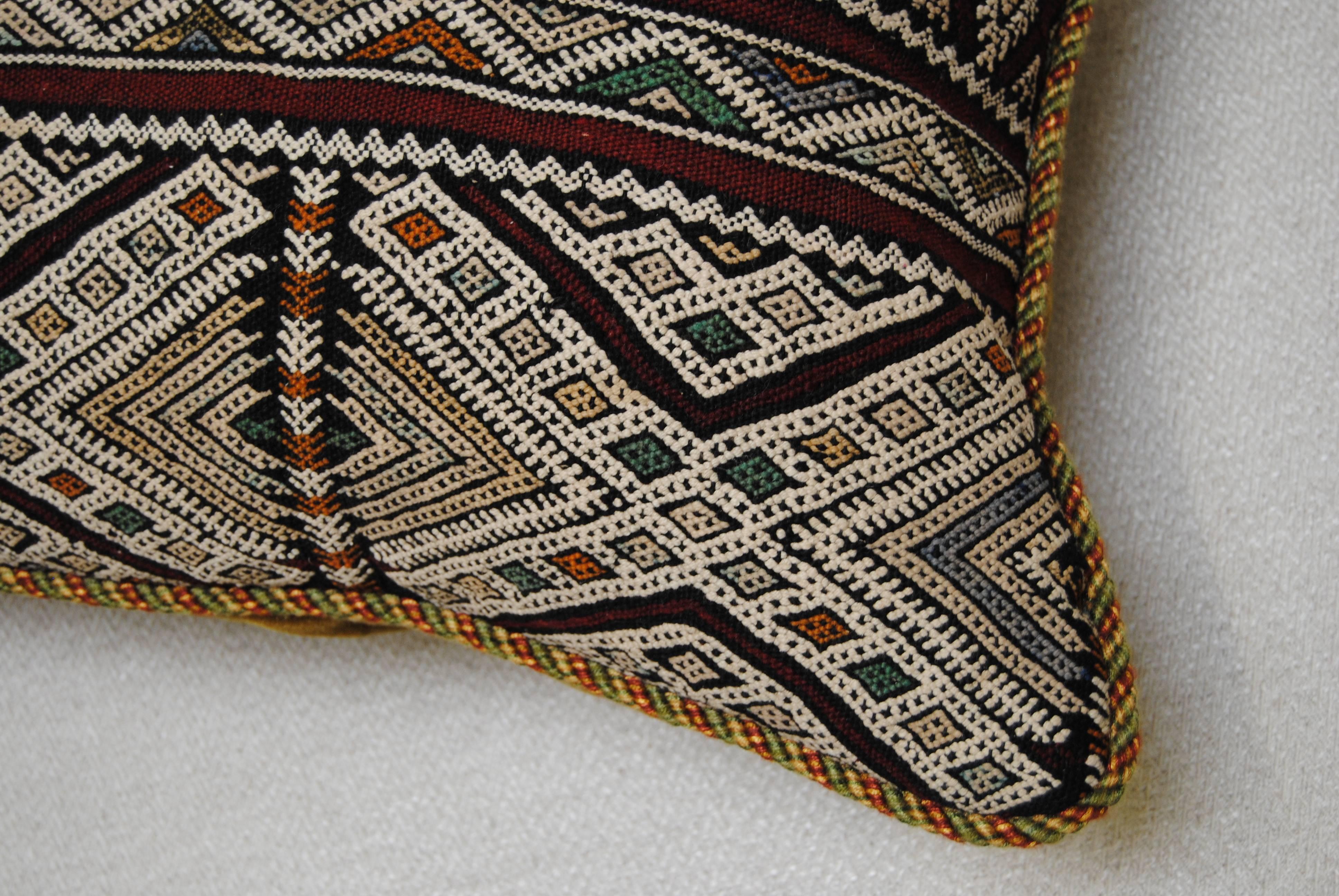 Custom Pillow Cut from a Hand-Loomed Wool Moroccan Rug, Atlas Mountains For Sale 3