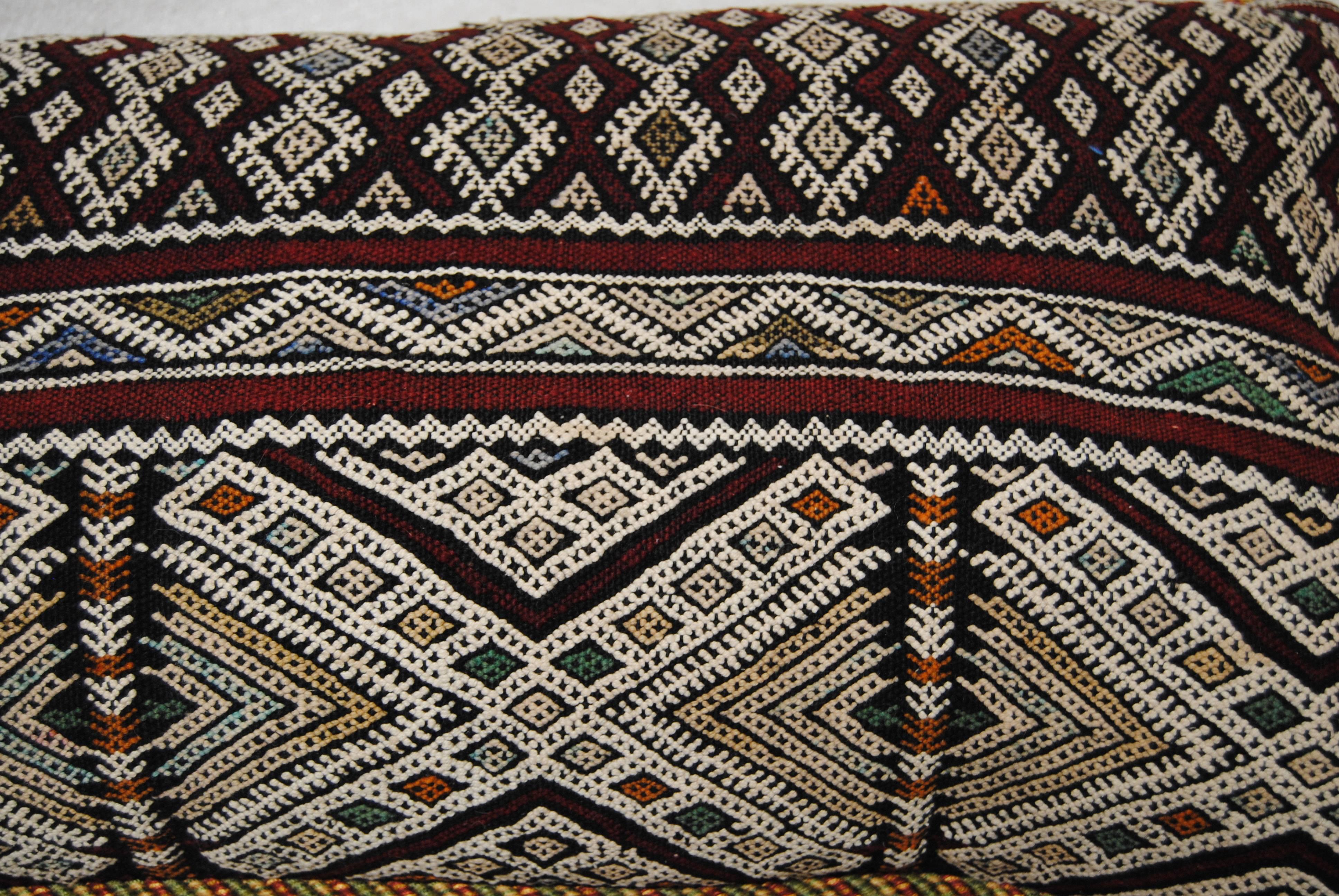 Custom Pillow Cut from a Hand-Loomed Wool Moroccan Rug, Atlas Mountains For Sale 4