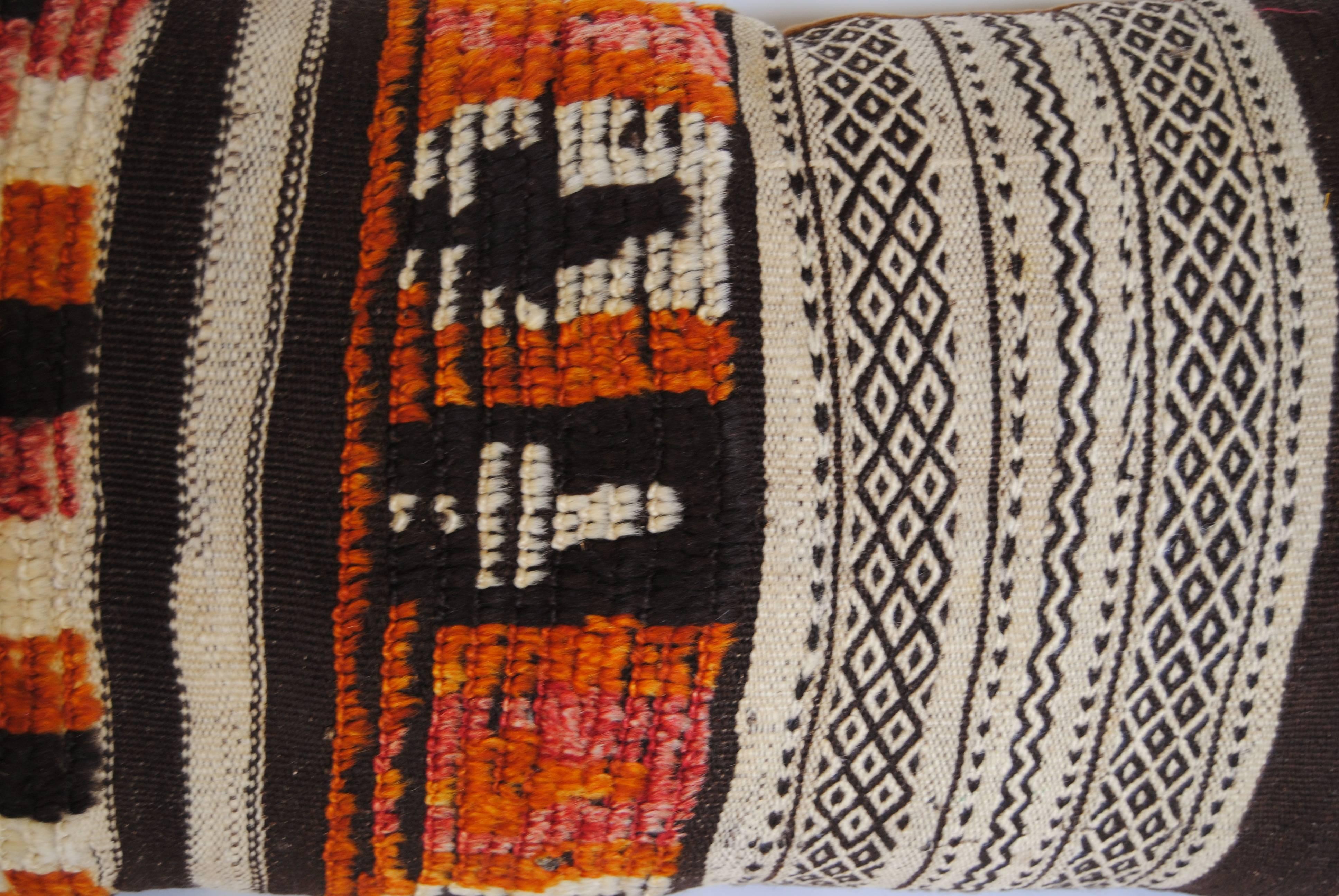 20th Century Custom Pillow Cut from a Hand-Loomed Wool Moroccan Rug, Atlas Mountains For Sale