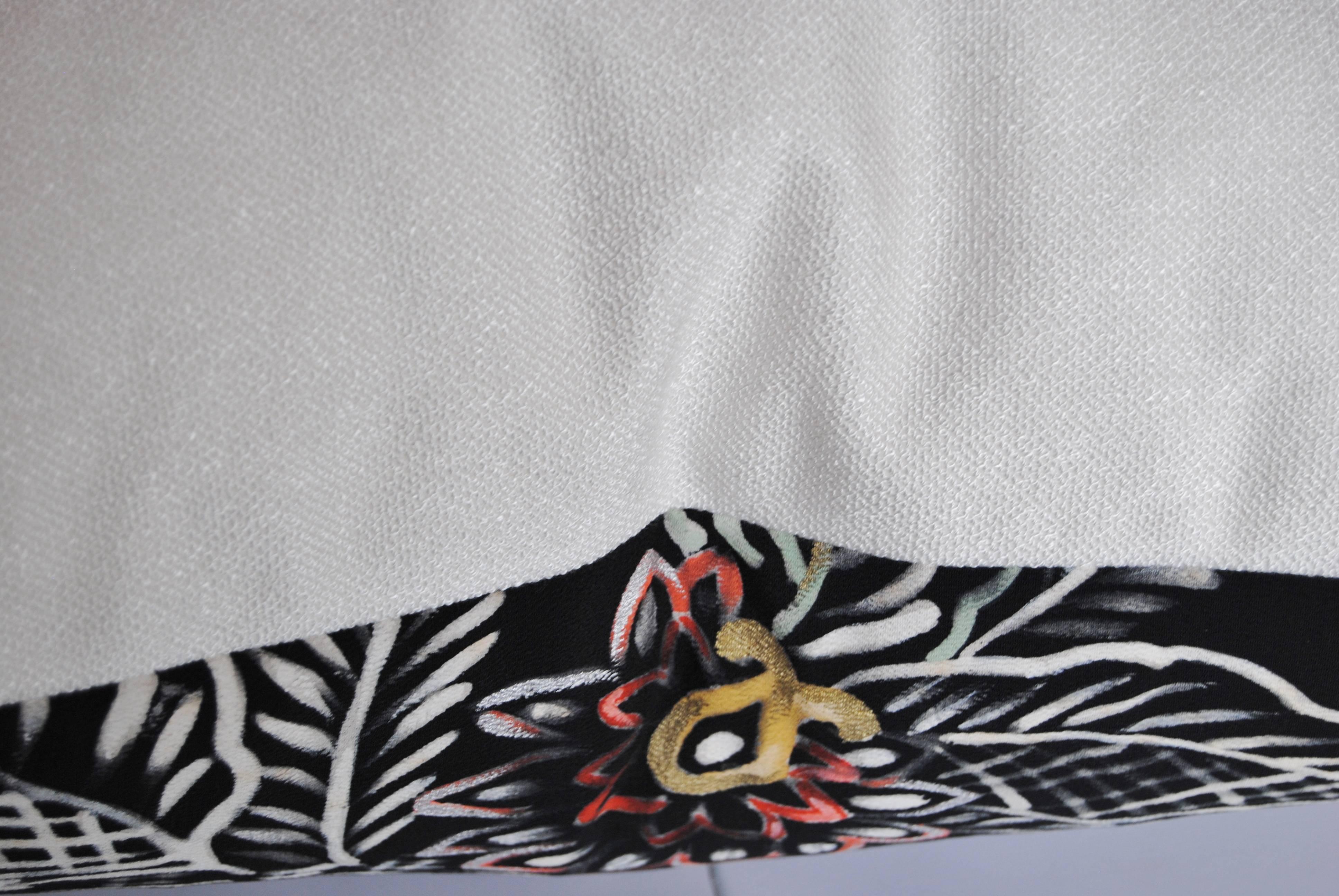 Custom Pillow Cut from a Vintage Hand-Painted Japanese Black Silk Kimono For Sale 1