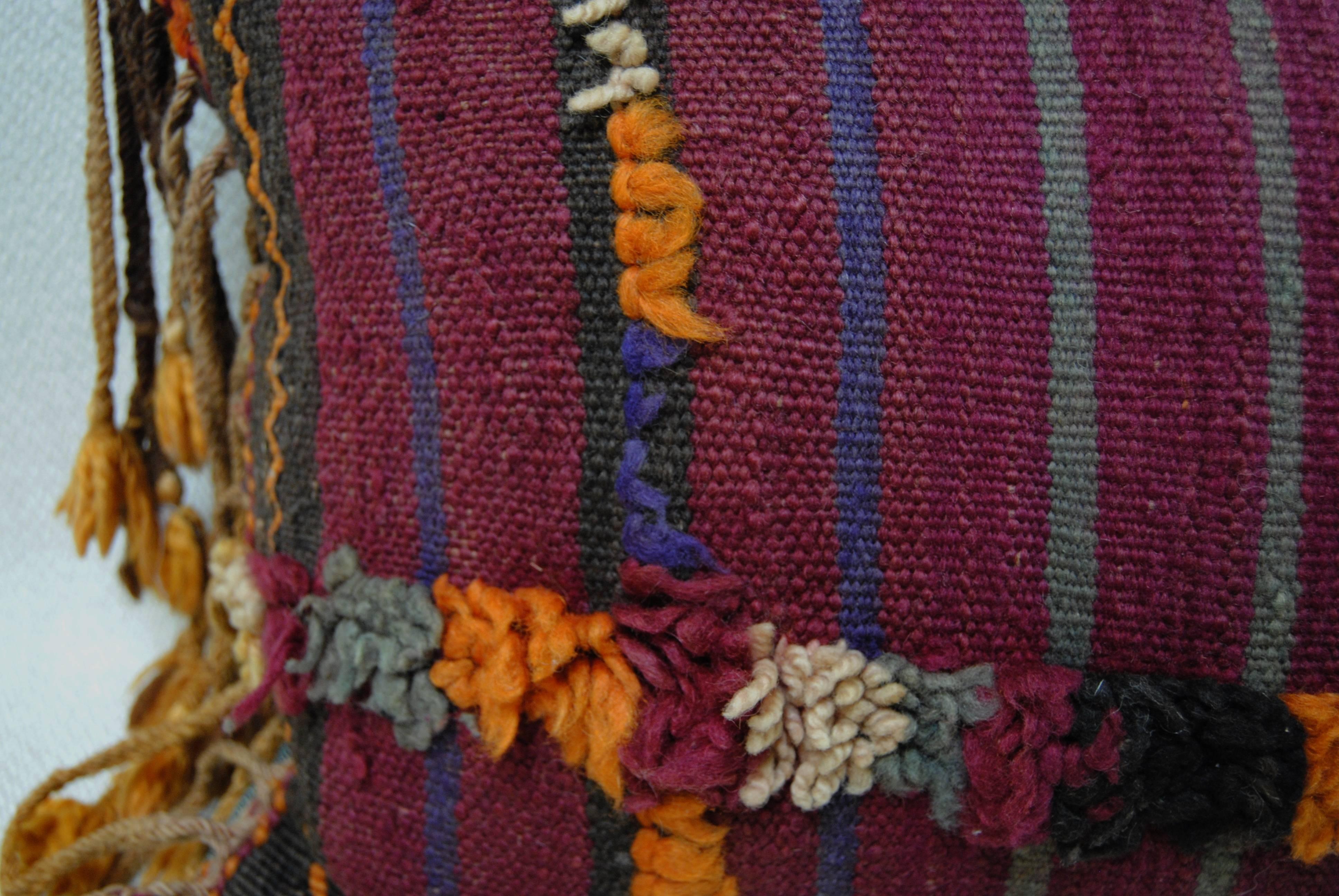 Custom Pillow Cut from a Vintage Hand Loomed Wool Moroccan Berber Rug For Sale 1