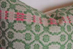 Custom Pair of Pillows Cut from an Early American Hand-Loomed Wool Coverlet,