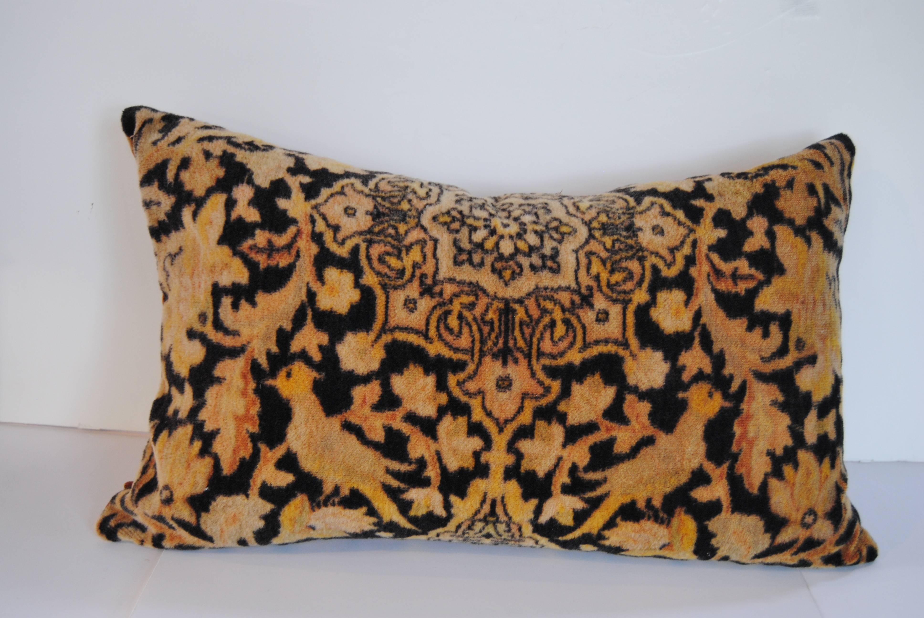 Custom Pillow Cut from an Antique Dutch Mohair Textile, circa 1915 For Sale 1