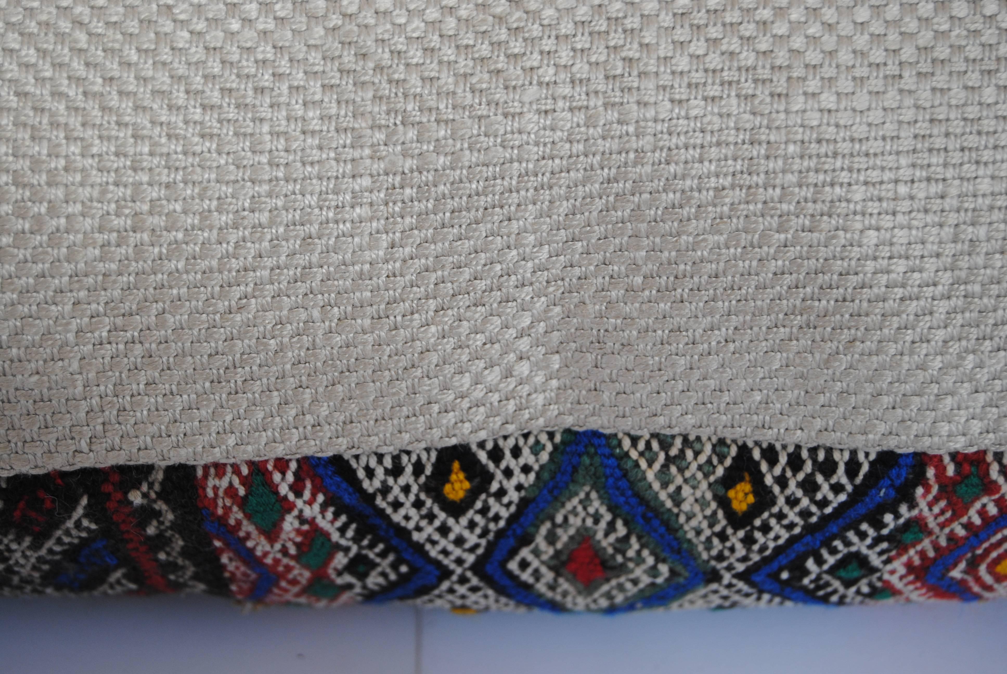 20th Century Custom Moroccan Pillow Cut from a Vintage Hand Loomed Wool Berber Rug  For Sale