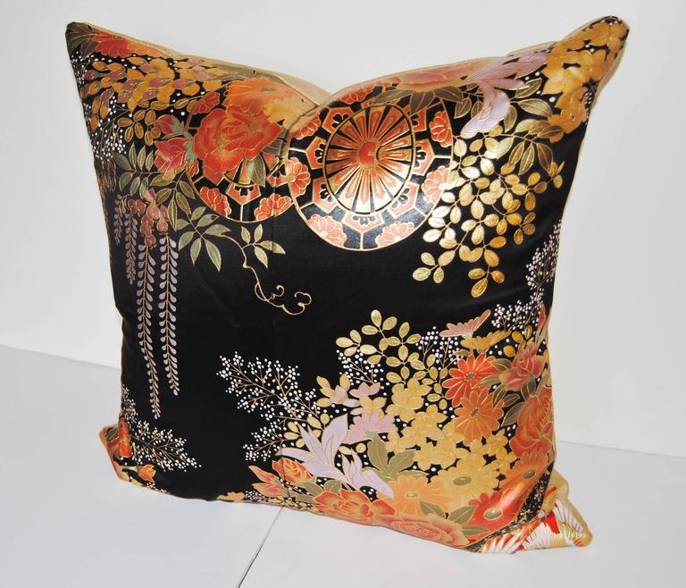 Custom Pillow Cut from a Vintage Japanese HandPainted Silk Wedding