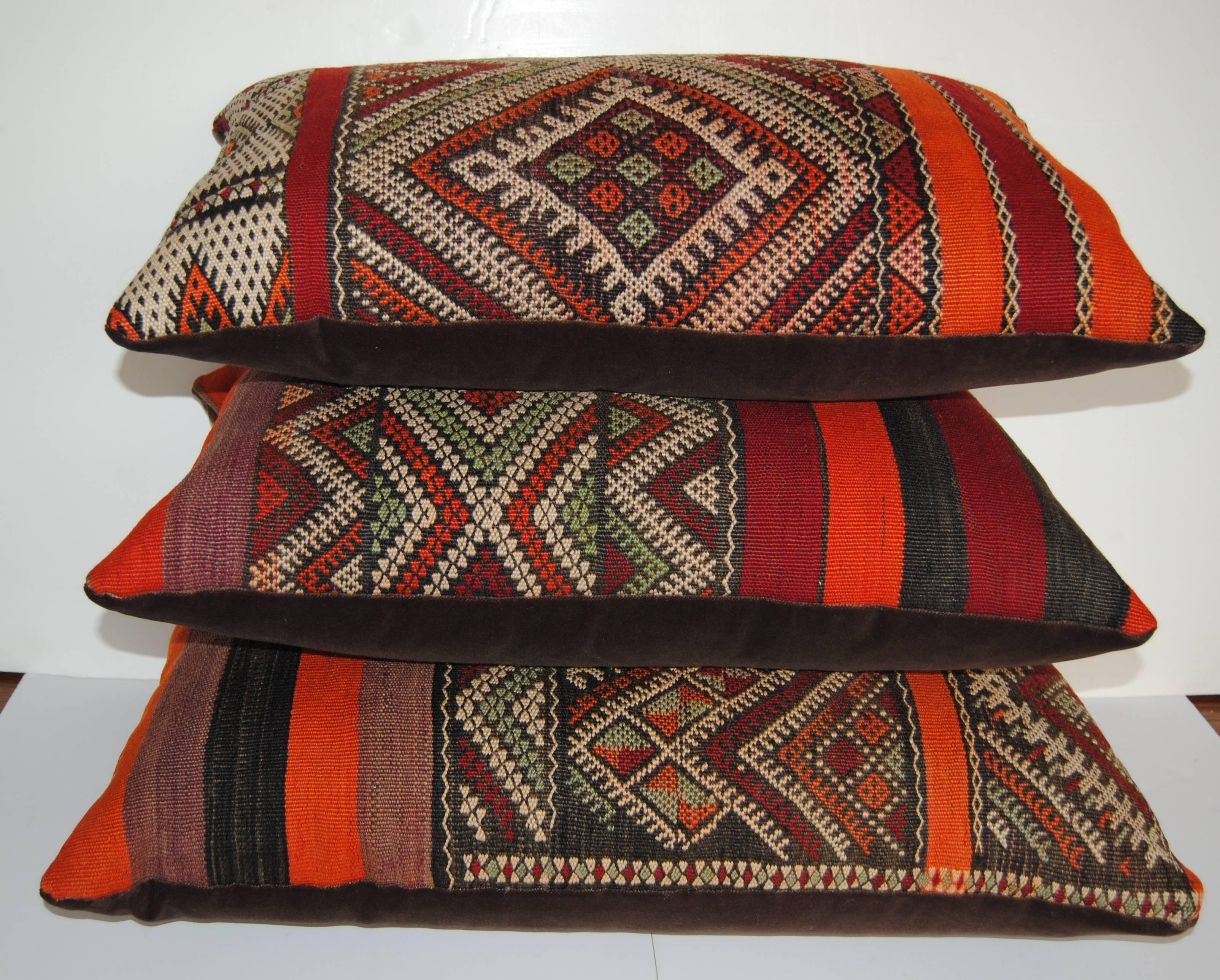 Hand Loomed Wool Moroccan Berber Pillow, Atlas Mountains For Sale 3