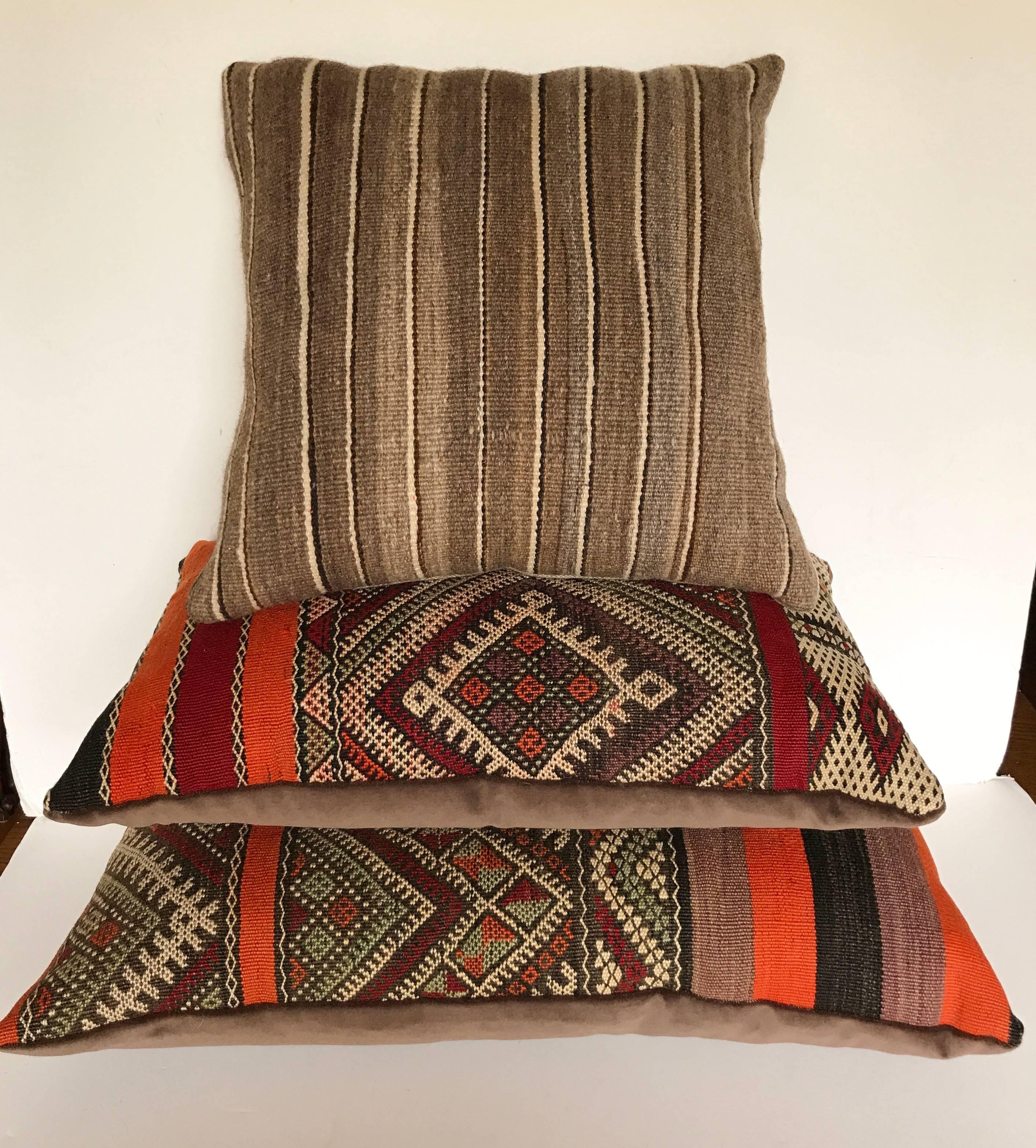 Hand Loomed Wool Moroccan Berber Pillow, Atlas Mountains For Sale 1