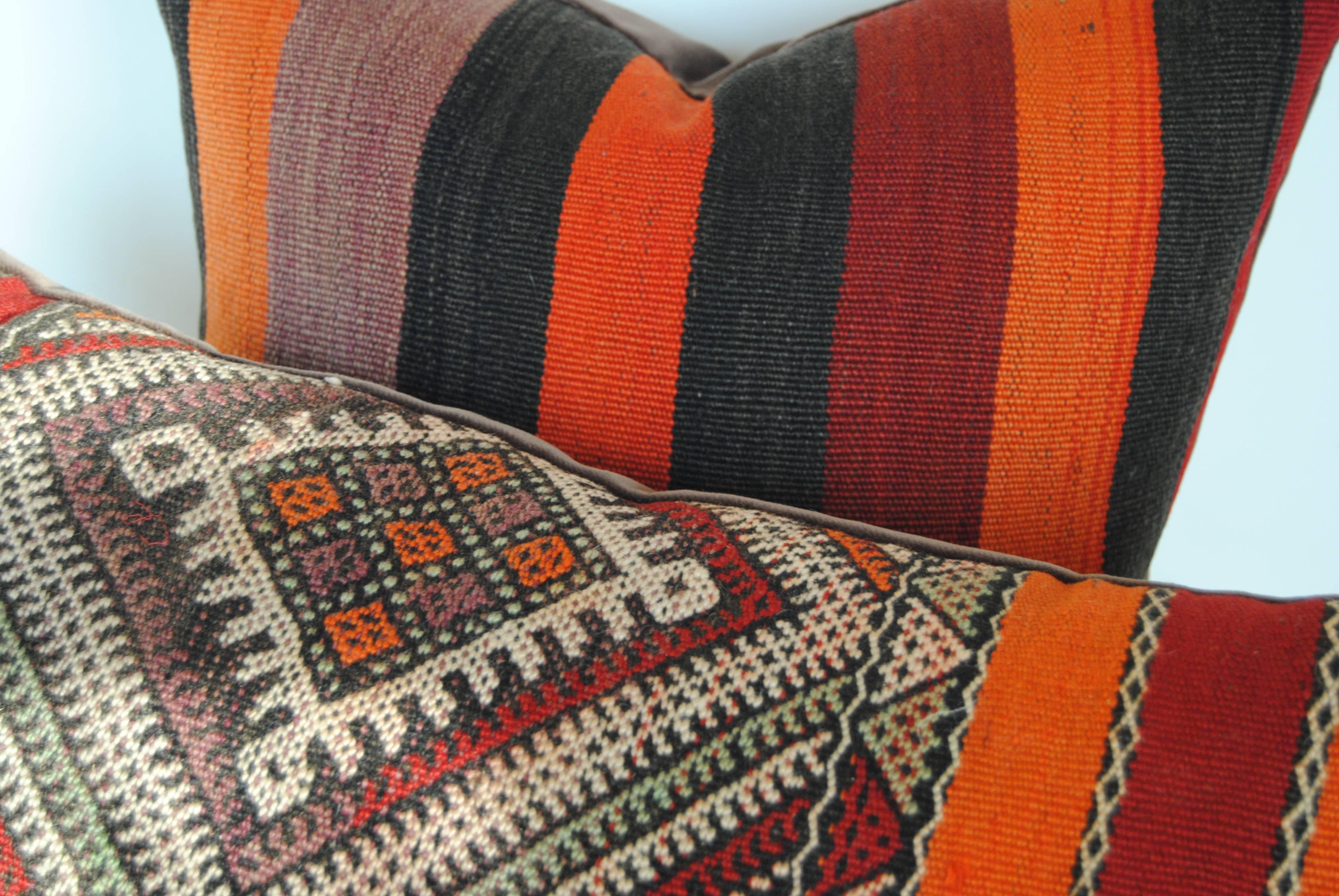20th Century Custom Pillow Cut from a Vintage Hand Loomed Wool Moroccan Berber Rug For Sale