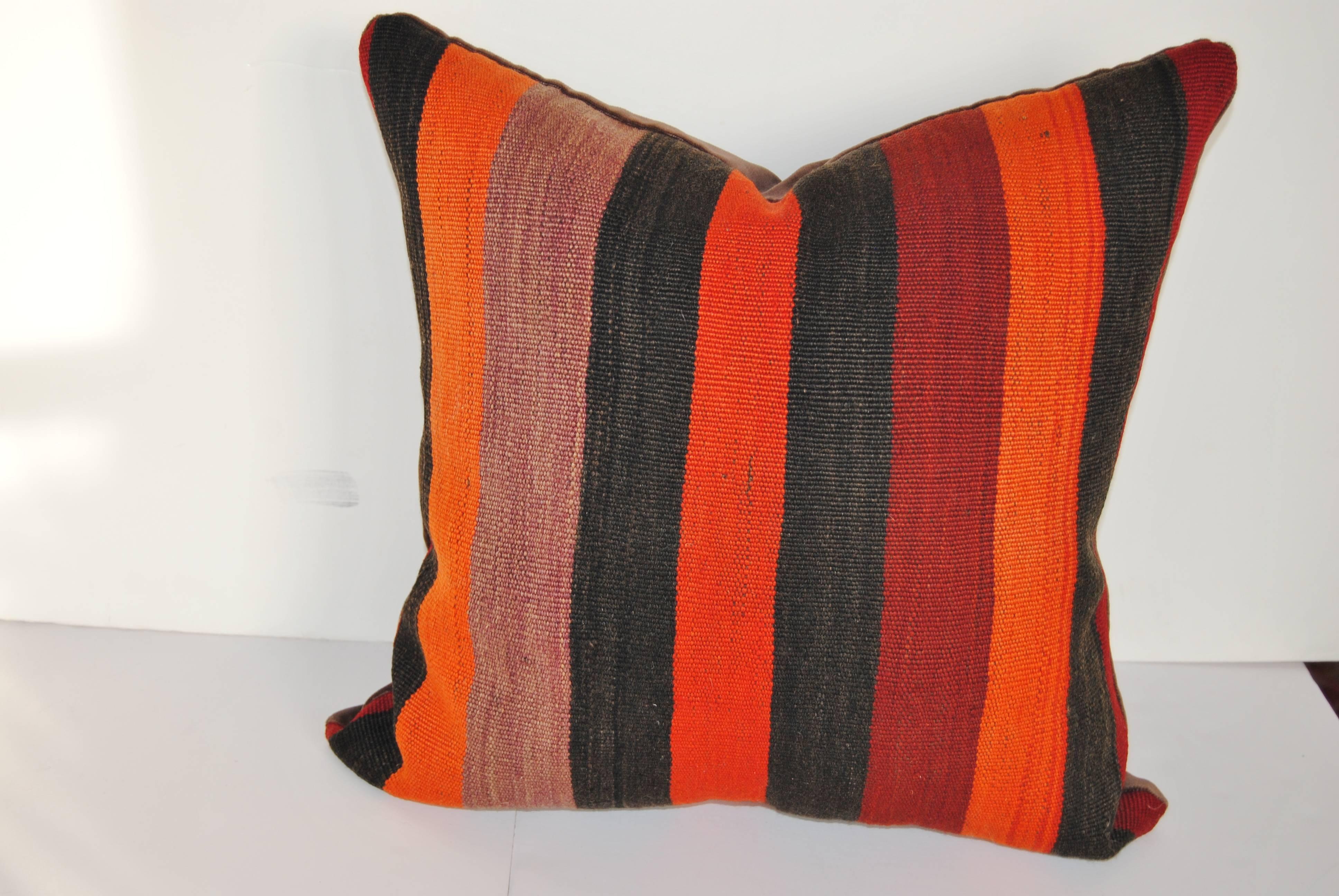 Custom Pillow Cut from a Vintage Hand Loomed Wool Moroccan Berber Rug For Sale 1