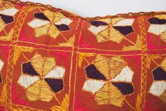 Custom Pillow Cut from a Vintage Phulkari Wedding Shawl, Punjab, India