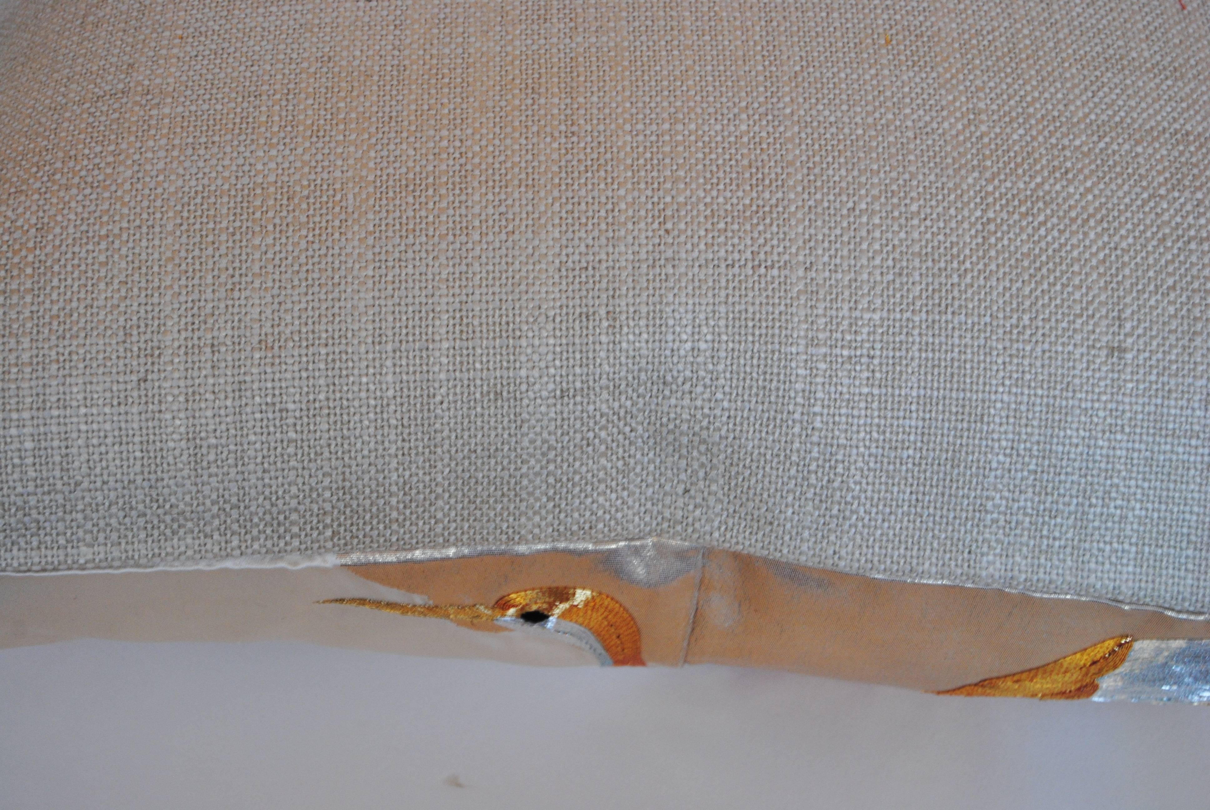 Custom Pillow Cut from a Vintage Embroidered Japanese Silk Wedding Kimono For Sale 1