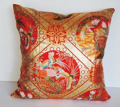 Custom Pillow Cut from a Japanese Silk Hand-Painted Uchikake Wedding Kimono