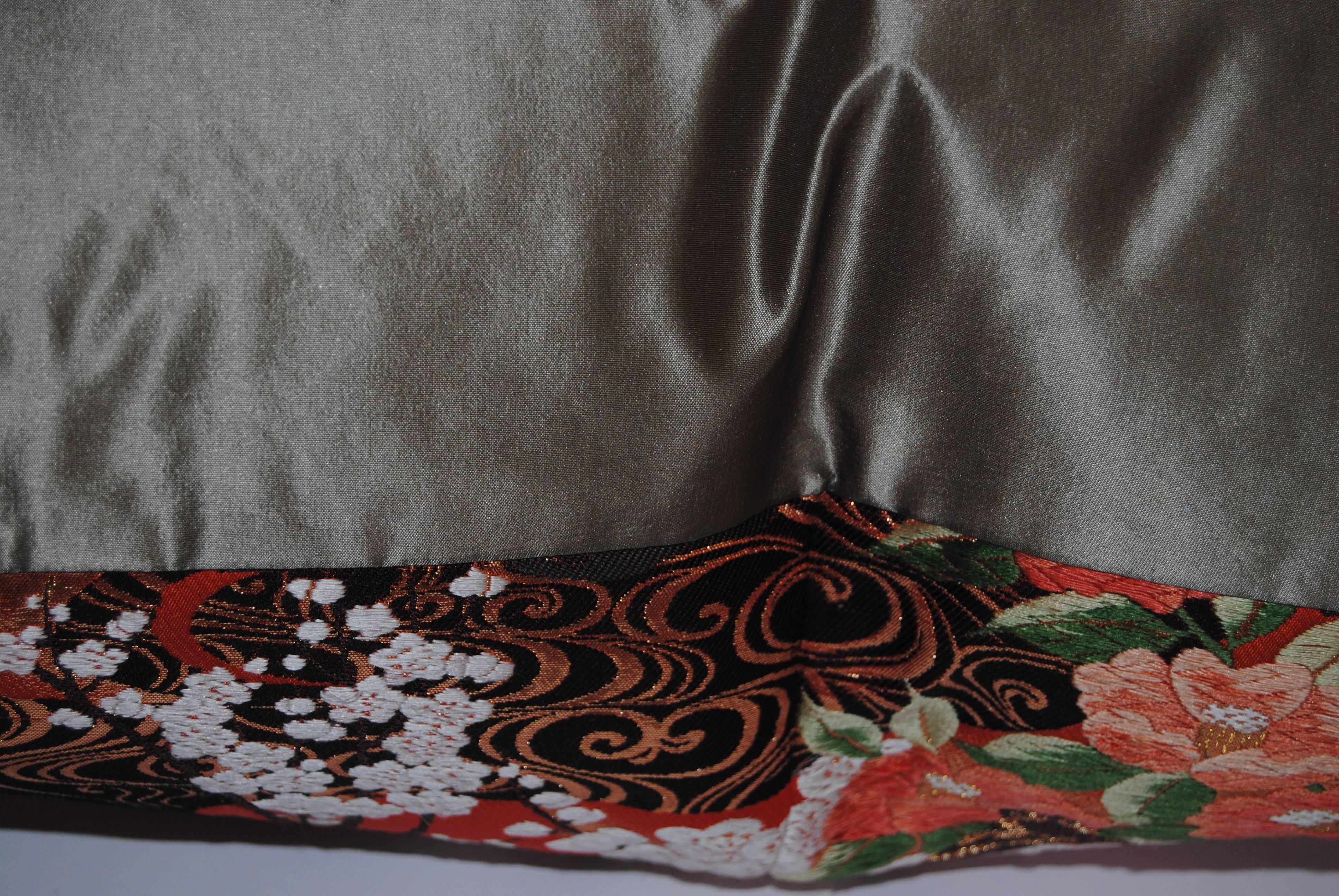Custom Pillow Cut from a Vintage Japanese Silk Uchikake Wedding Dress 1
