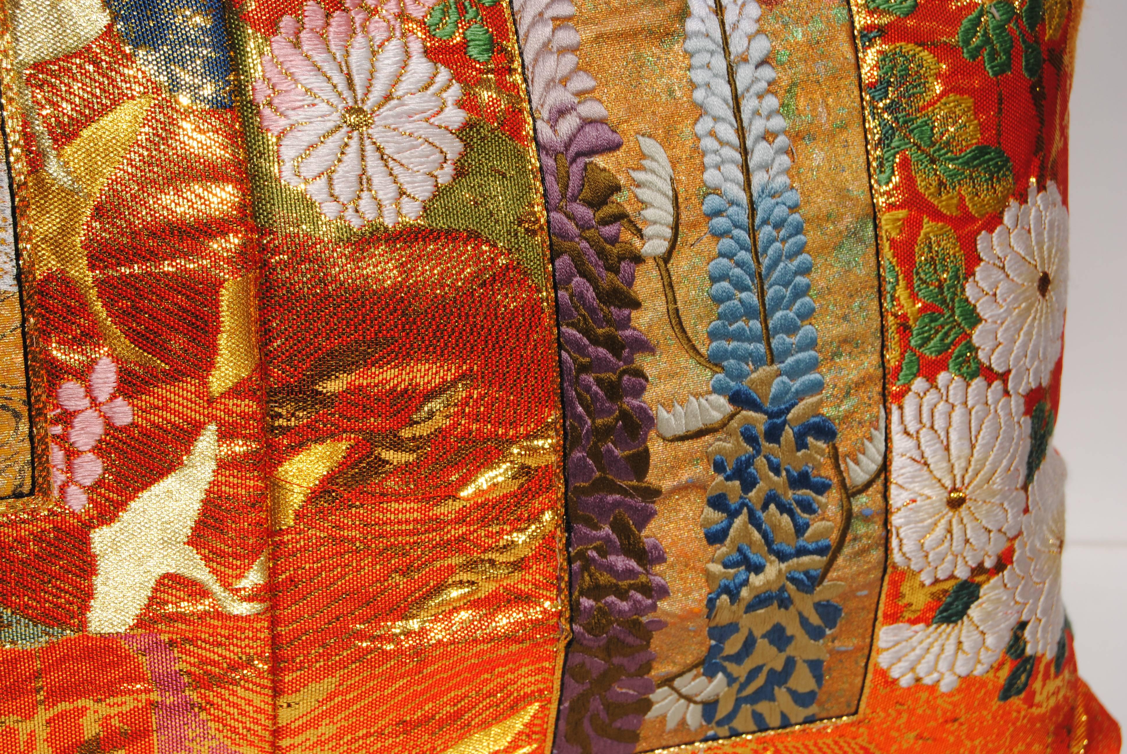 20th Century Custom Pillow Cut from a Vintage Japanese Silk Uchikake Wedding Kimono
