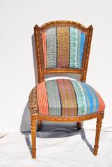 Antique Danish Chair Newly Upholstered in a Vintage Silk Kantha Quilt from India