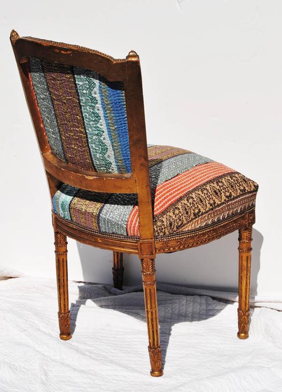 Antique Danish Chair Newly Upholstered in a Vintage Silk Kantha Quilt from India For Sale at 1stDibs