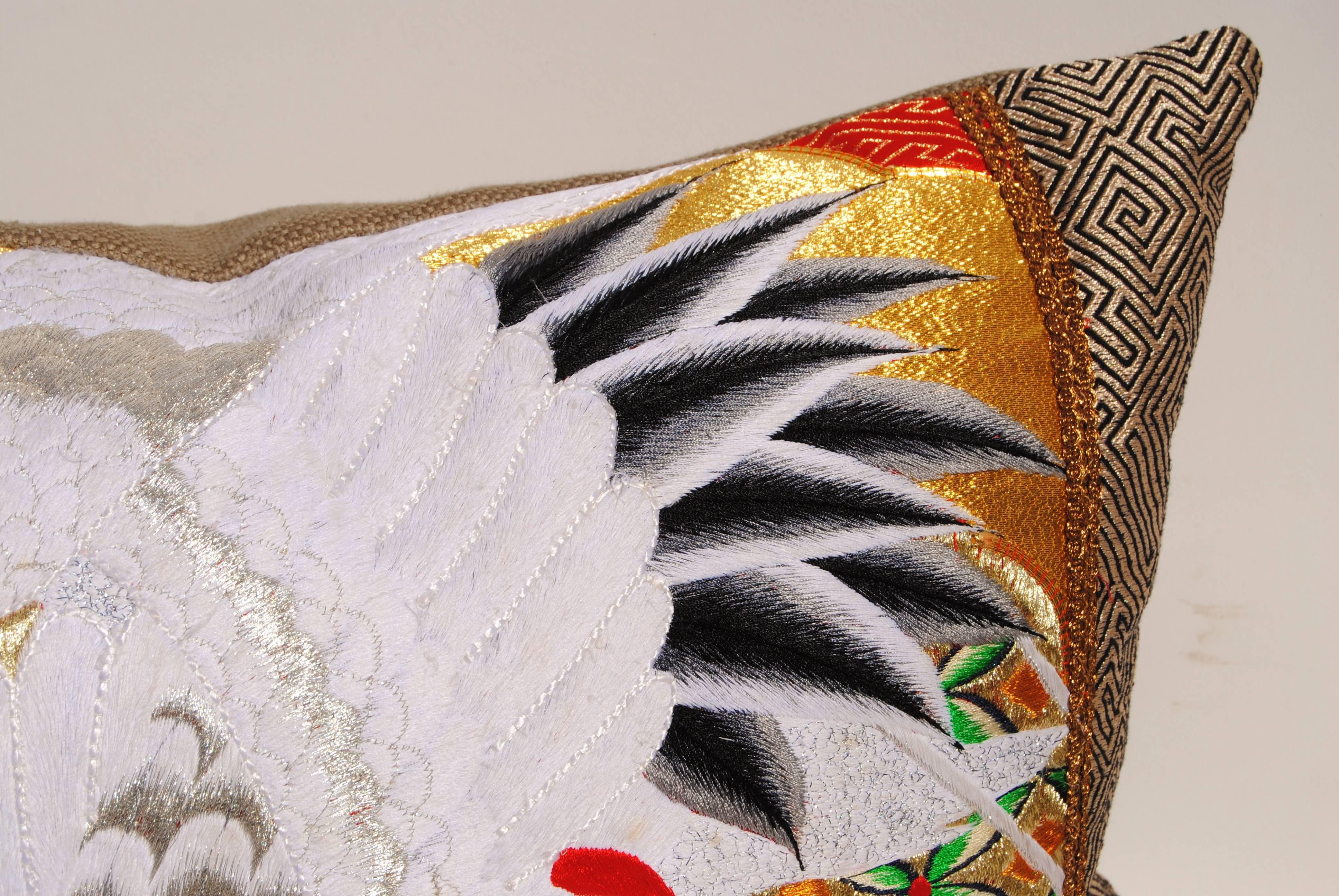 20th Century Custom Pillow Cut from a Vintage Japanese Silk Uchikake Wedding Kimono For Sale