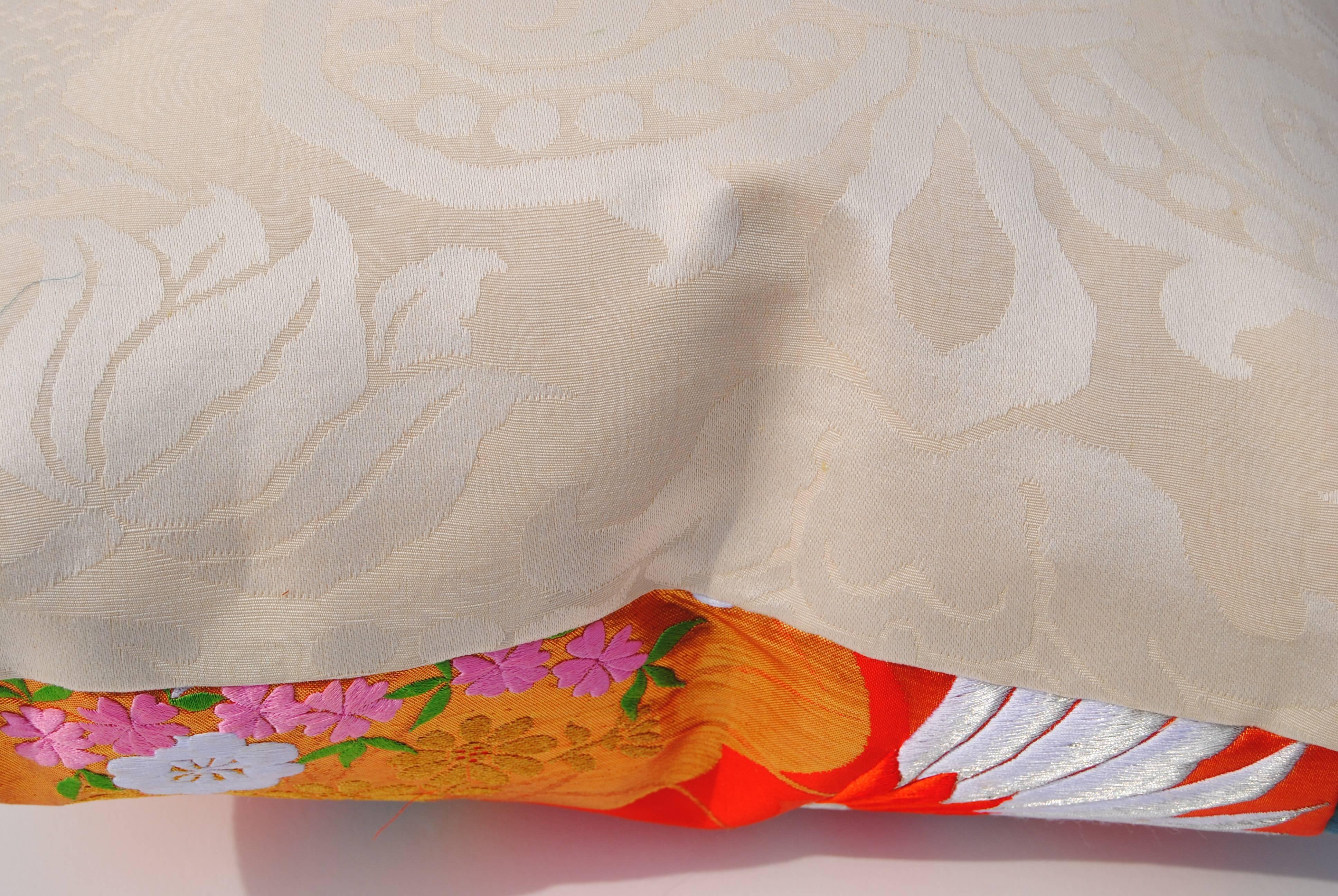 Custom Pillow Cut from a Vintage Japanese Silk Uchikake Wedding Kimono 1