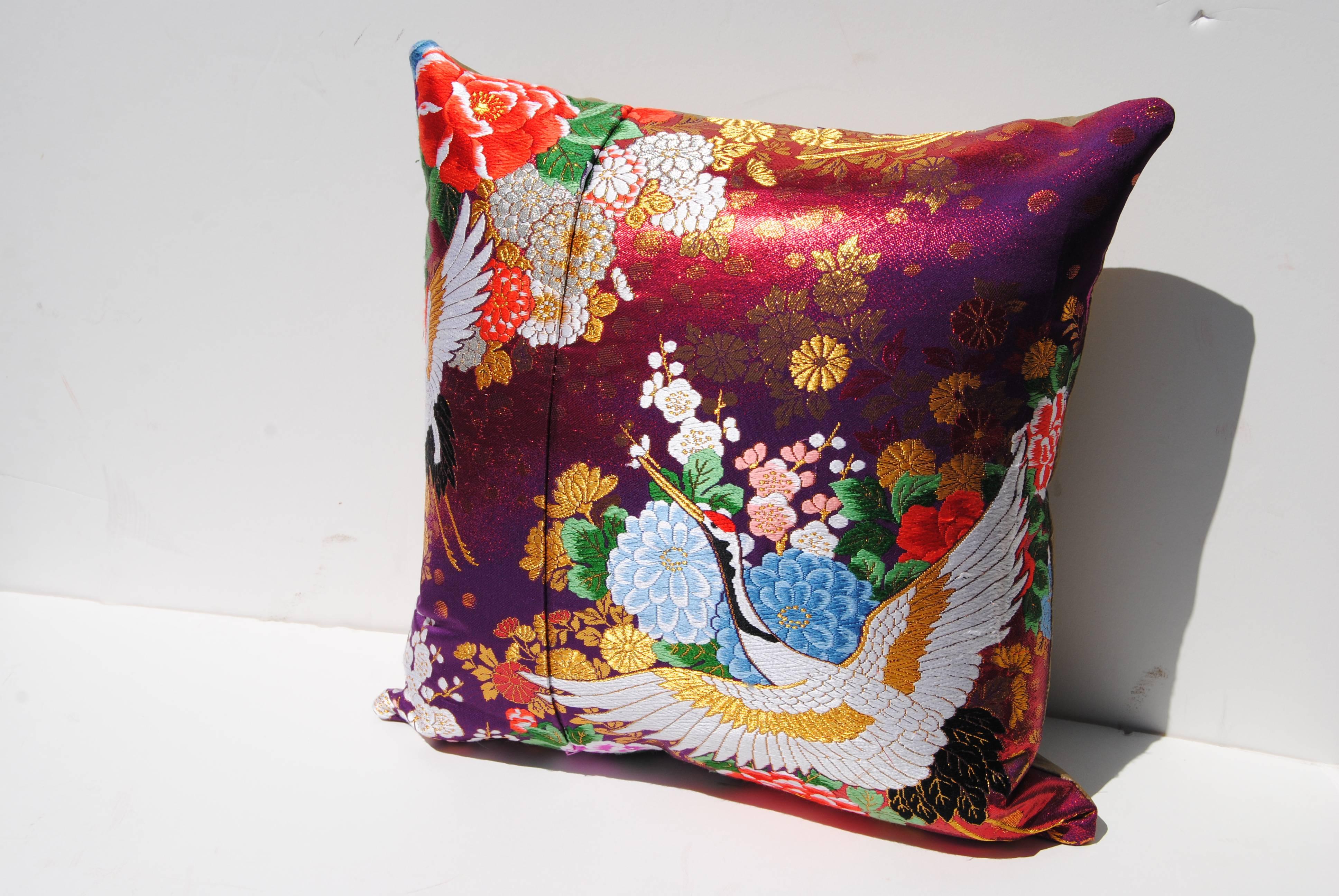 Custom Pillow Cut from a Vintage Silk Japanese Uchikake Wedding Kimono 3
