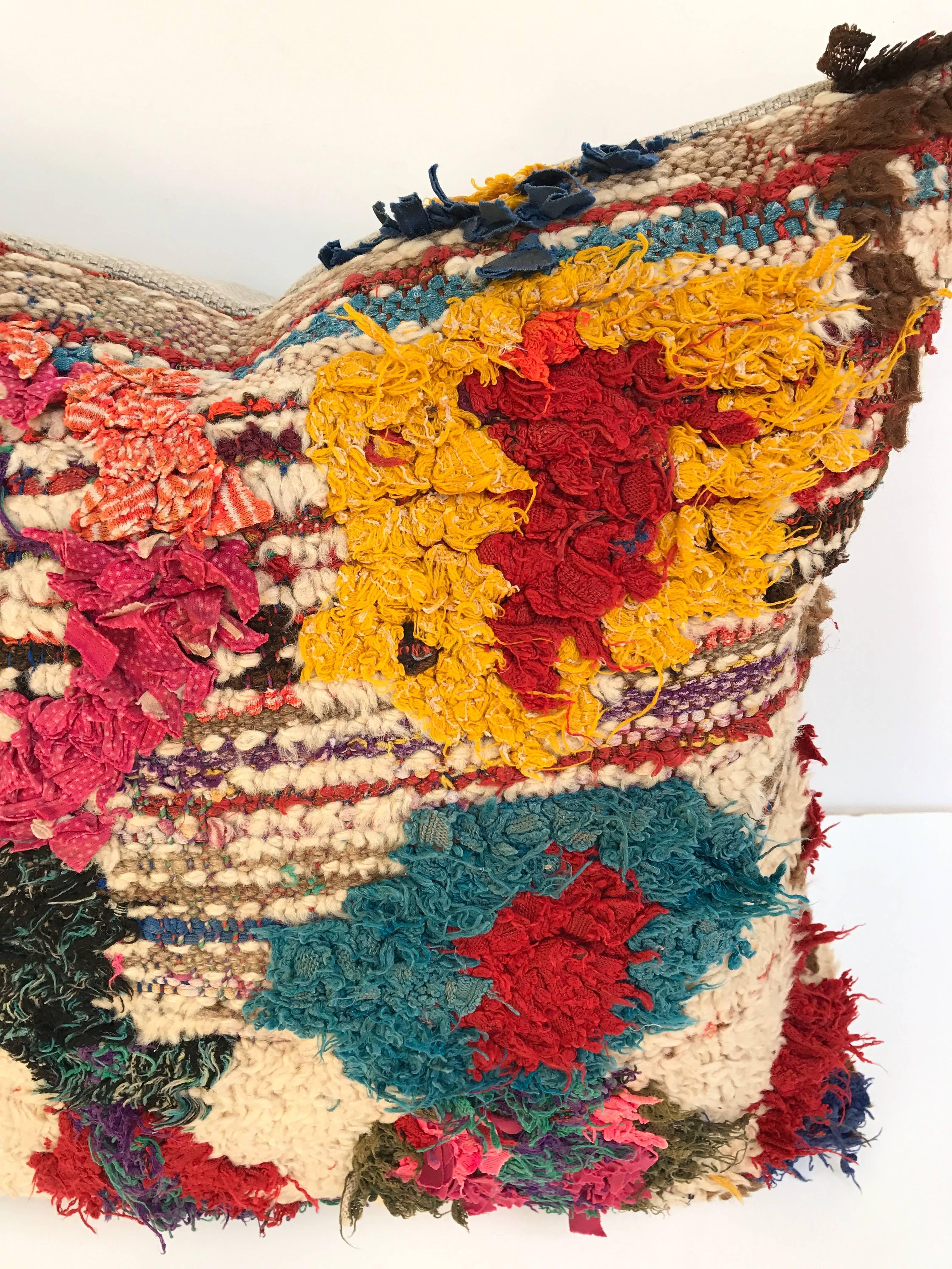 Wool Custom Pillow Cut from a Vintage Hand-Loomed Moroccan Berber Rug