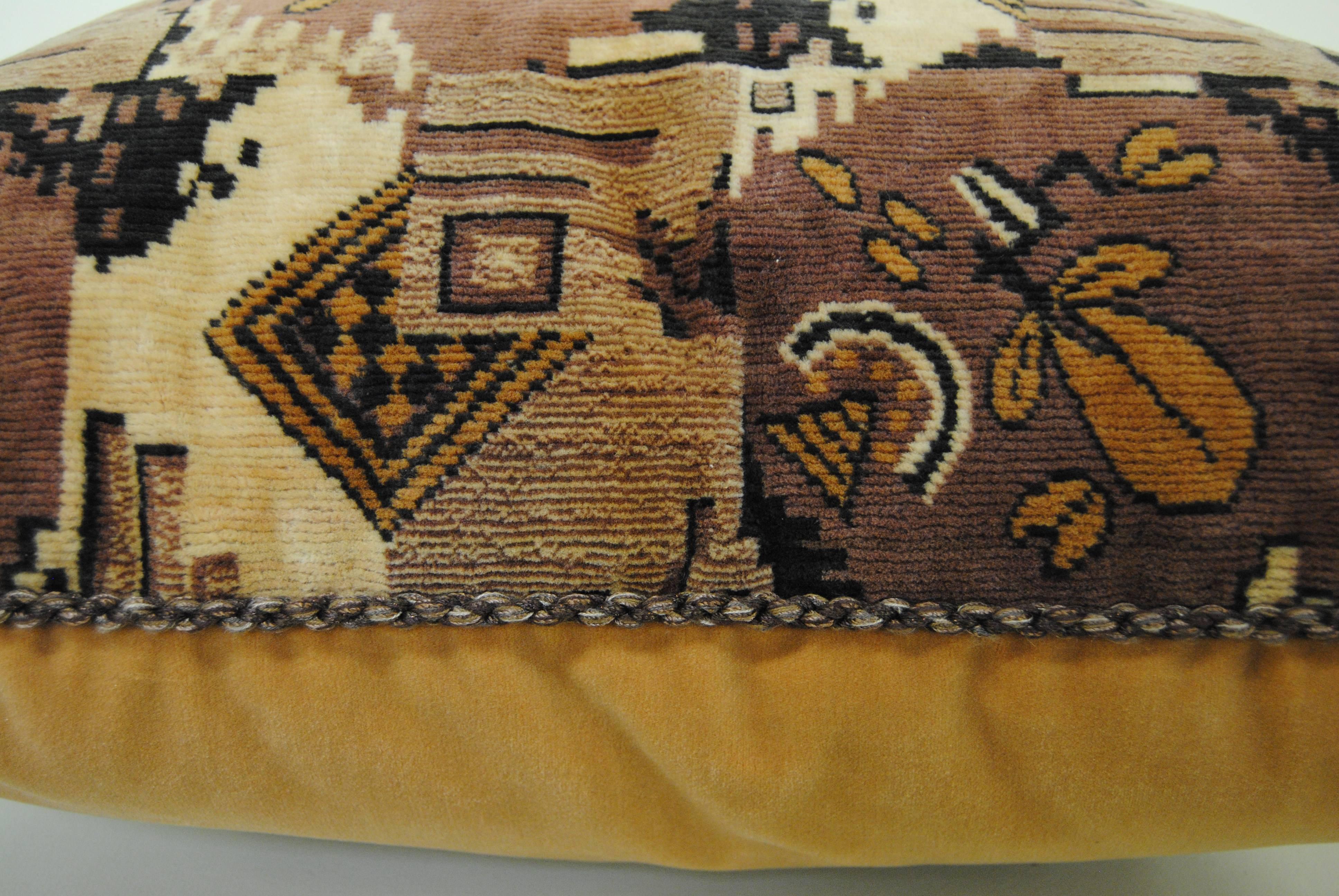 Dutch Custom Pillow Cut from a Vintage Amsterdam School Textile For Sale