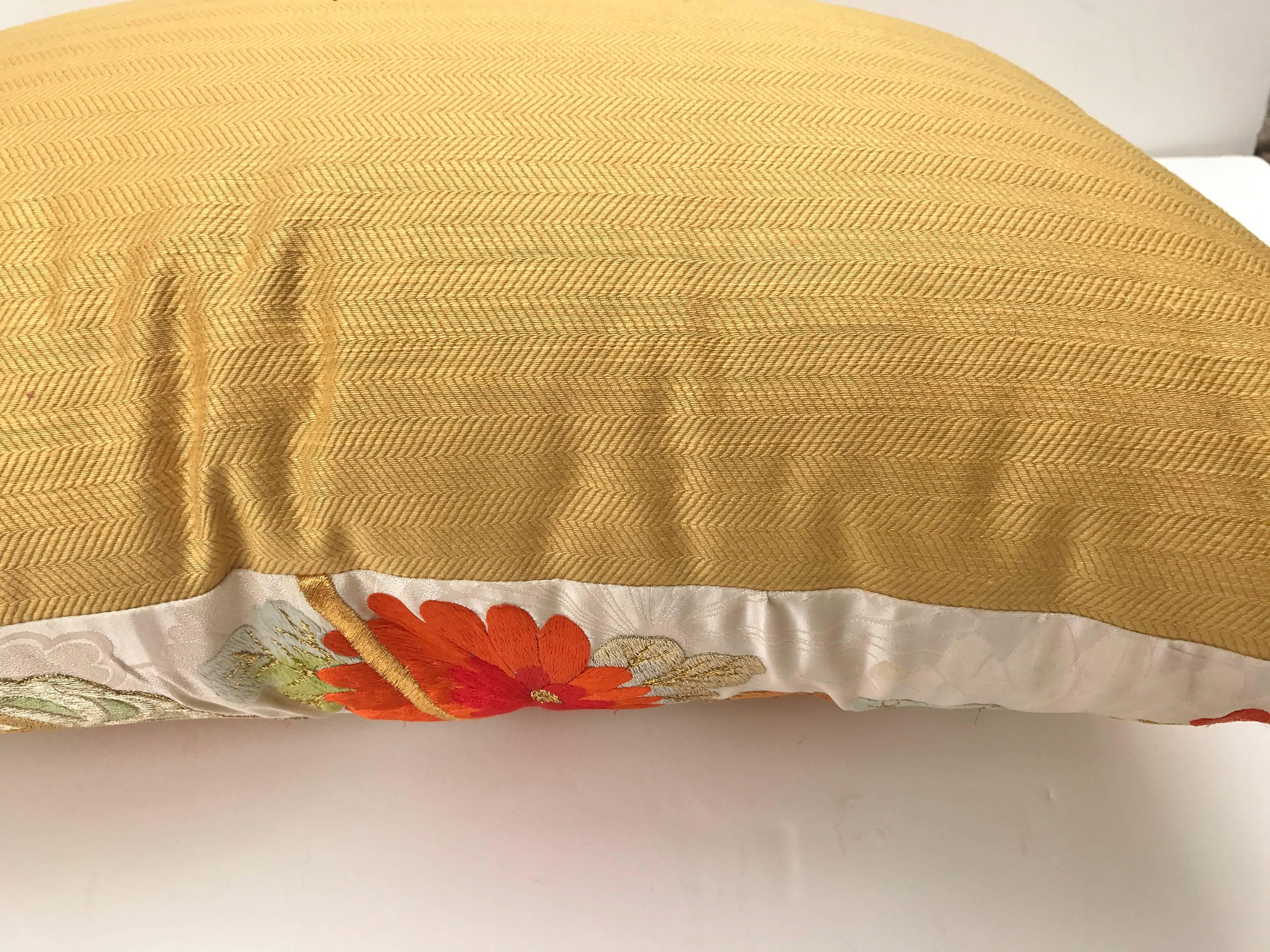 20th Century Custom Pillow Cut from a Vintage Japanese Silk Uchikake Wedding Kimono For Sale