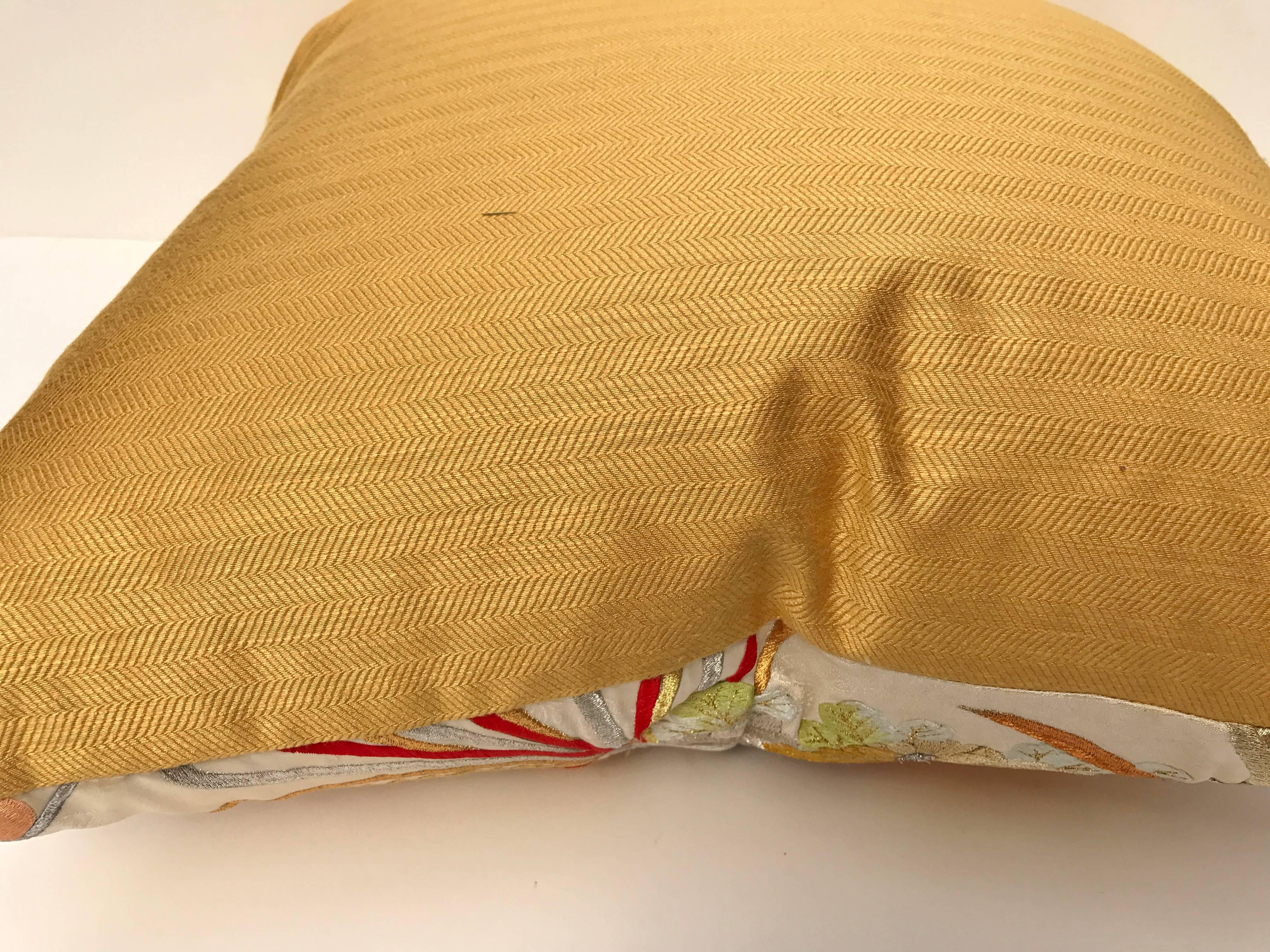 Custom Pillow Cut from a Vintage Silk Japanese Uchikake Wedding Kimono For Sale 1