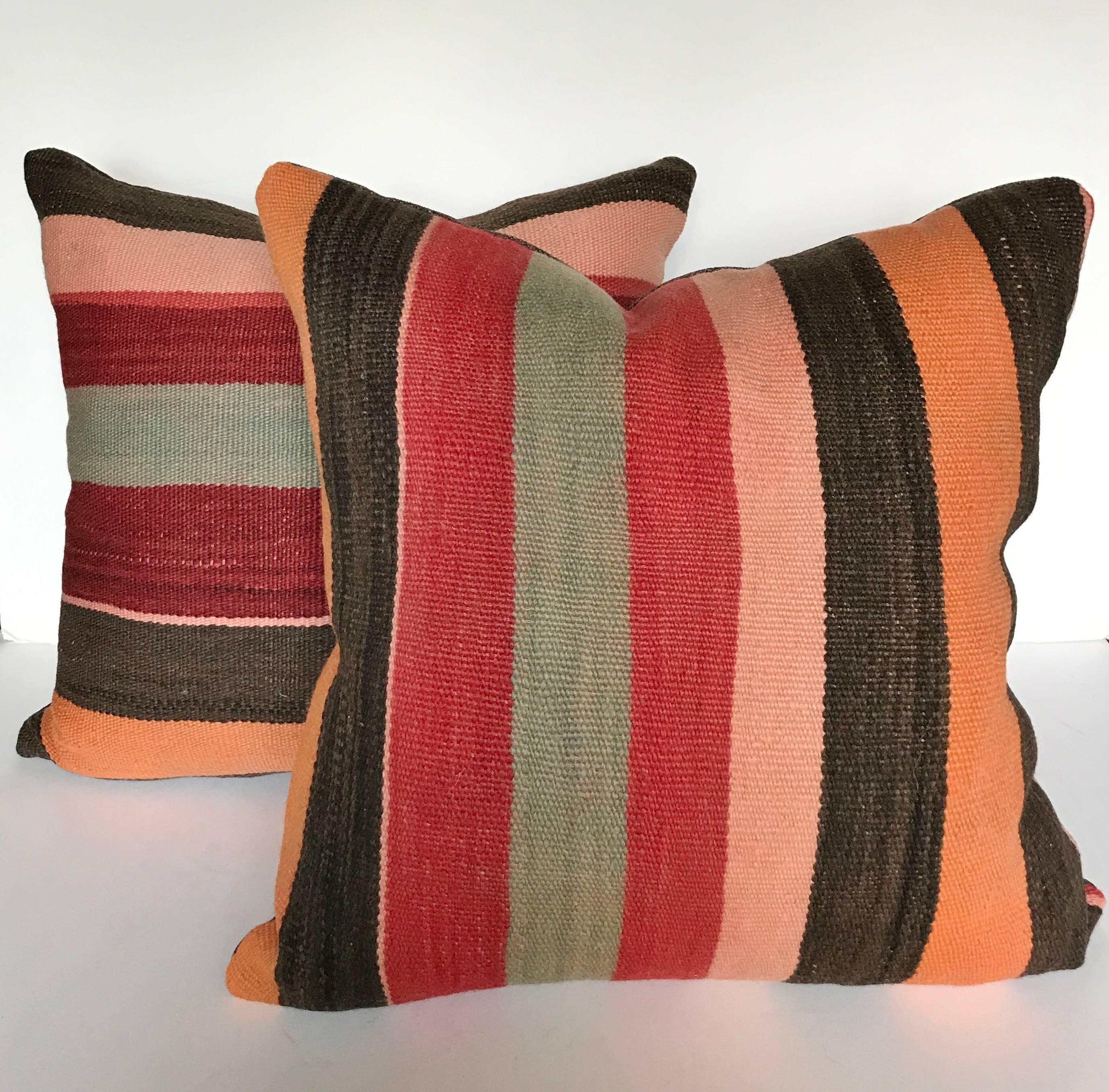 Custom Pillow Cut from a Vintage Hand Loomed Wool Moroccan Berber Rug In Excellent Condition For Sale In Glen Ellyn, IL