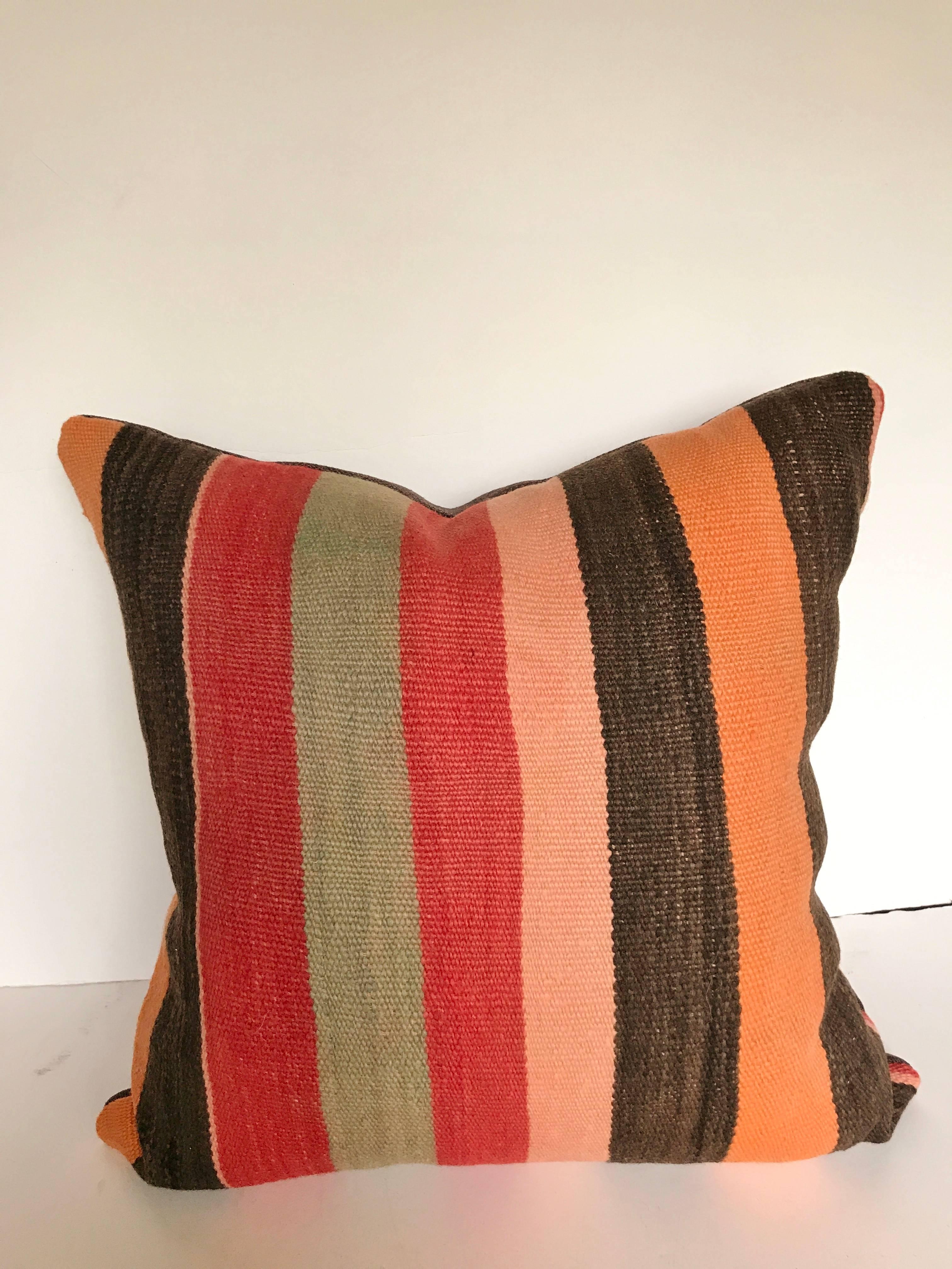 Custom Pillow Cut from a Vintage Hand Loomed Wool Moroccan Berber Rug For Sale 3